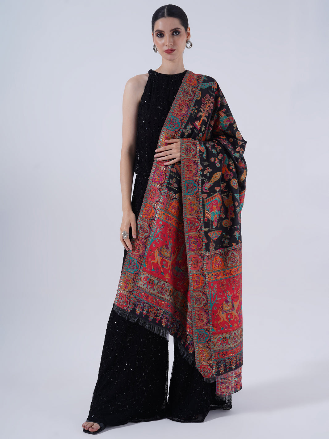 WOMEN'S INDIAN MANMADE SILK FEEL SHAWL
