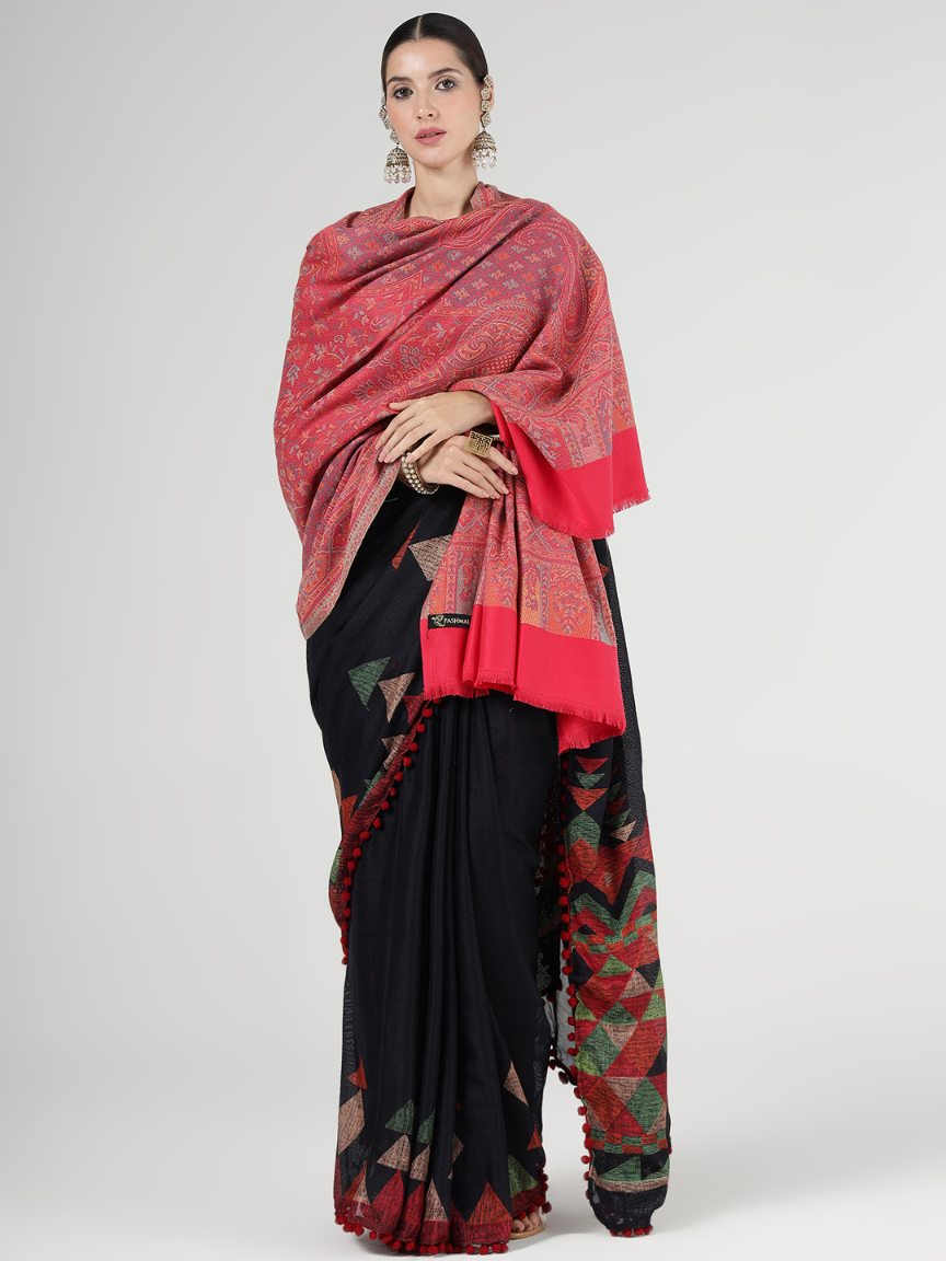 Women's Traditional Faux Pashmina Shawl - Coral Charm | Extra Soft & Lightweight