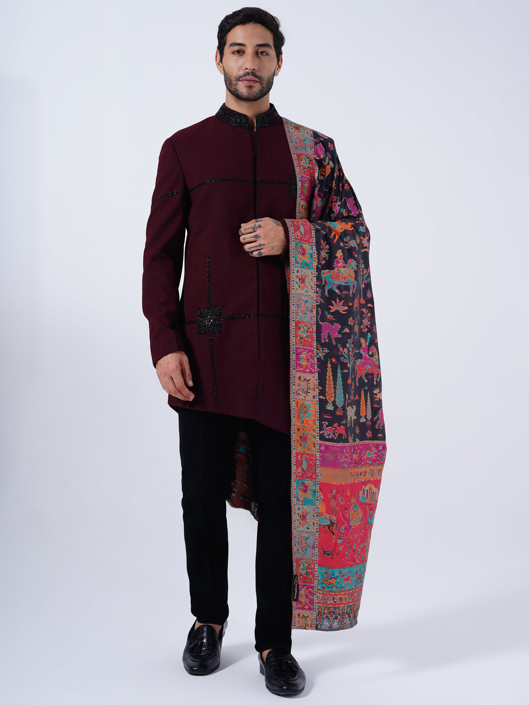 MEN'S TRADITIONAL -MUGHAL DARBAAR SILK SHAWL