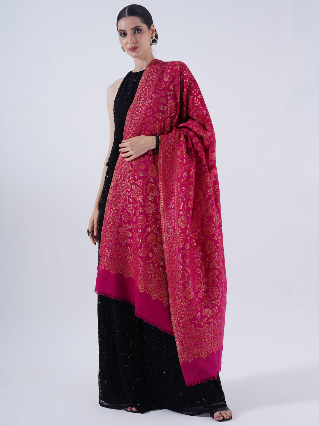 SOFT WOOL BLENDED SHAWL WITH ZARI FOR WOMEN'S