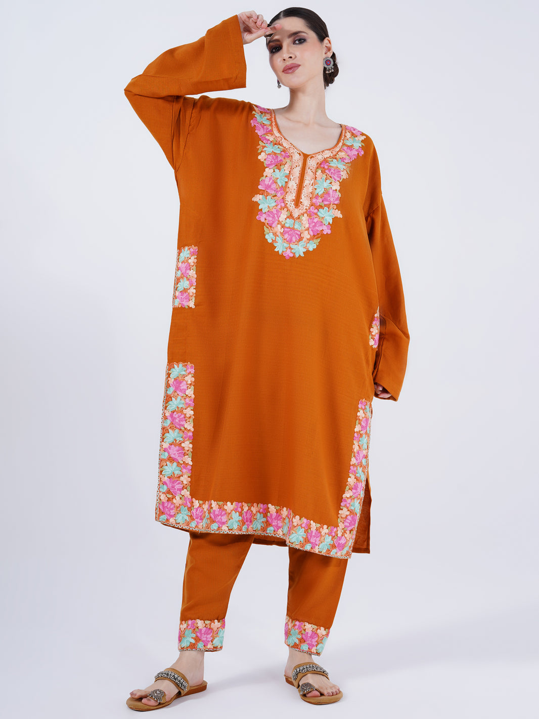 WOMEN UNSTITCHED AARI EMBROIDERY WORK ACRYLIC SUIT