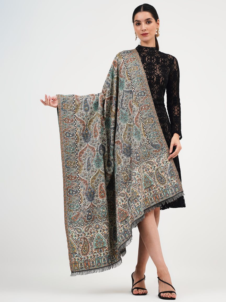 Faux Pashmina Paisley-Print Traditional Kalamkari Shawl for Women | Full Size, Extra Soft