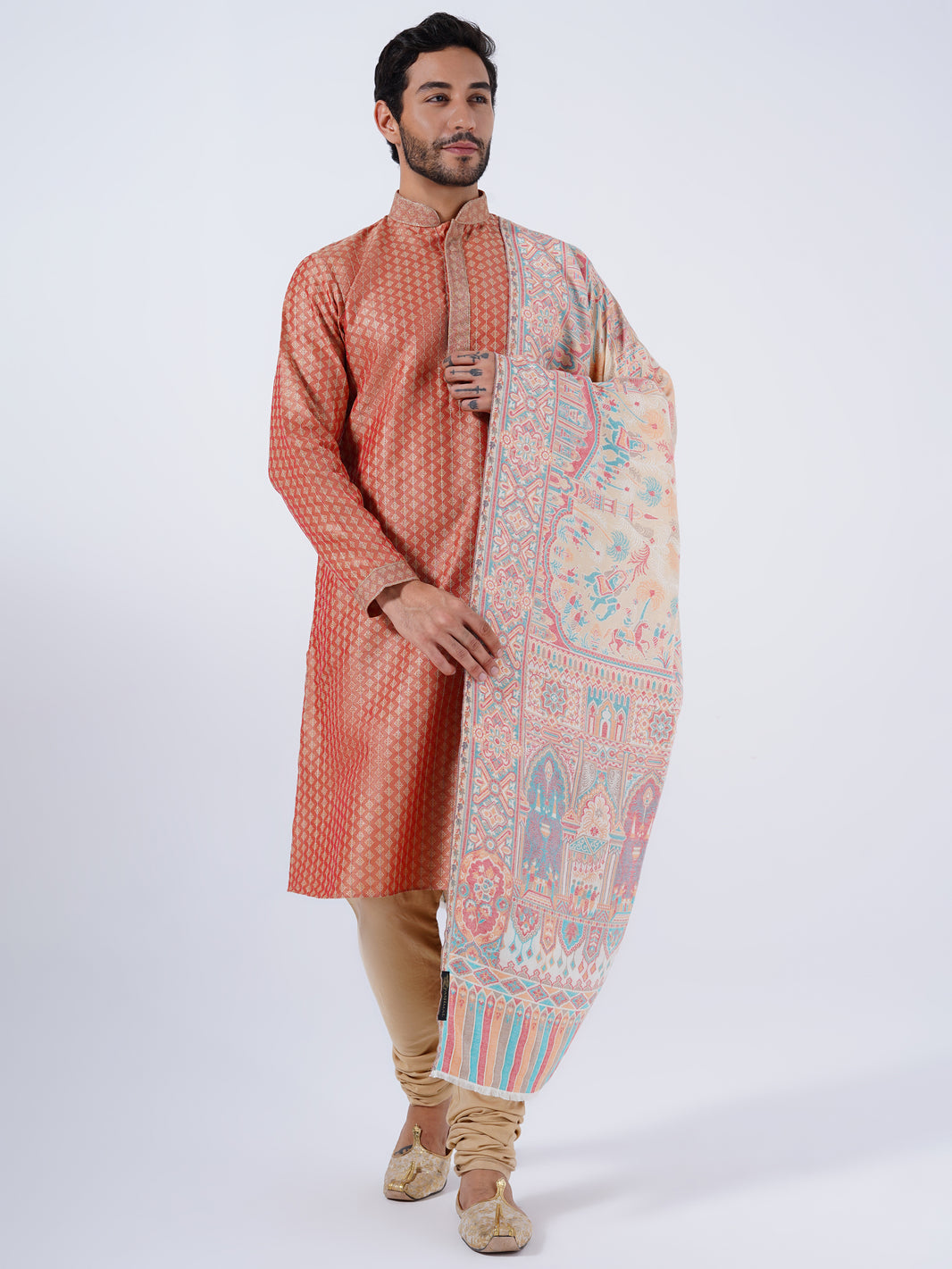 PREMIUM WOOL COTTON BLEND MUGHAL DARBAAR SHAWL
