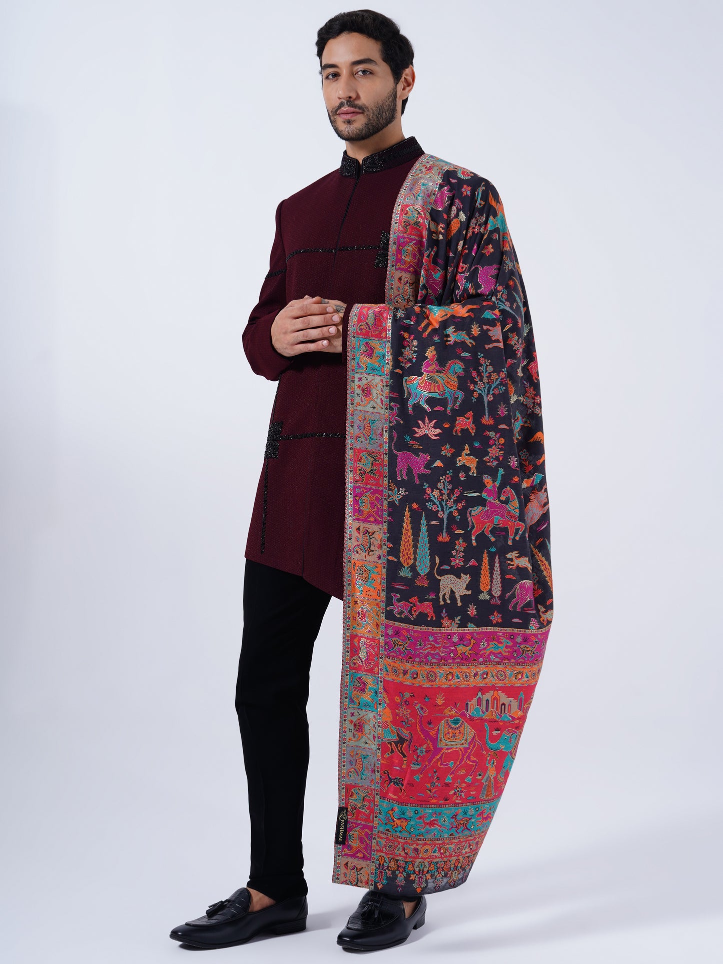 MEN'S TRADITIONAL -MUGHAL DARBAAR SILK SHAWL