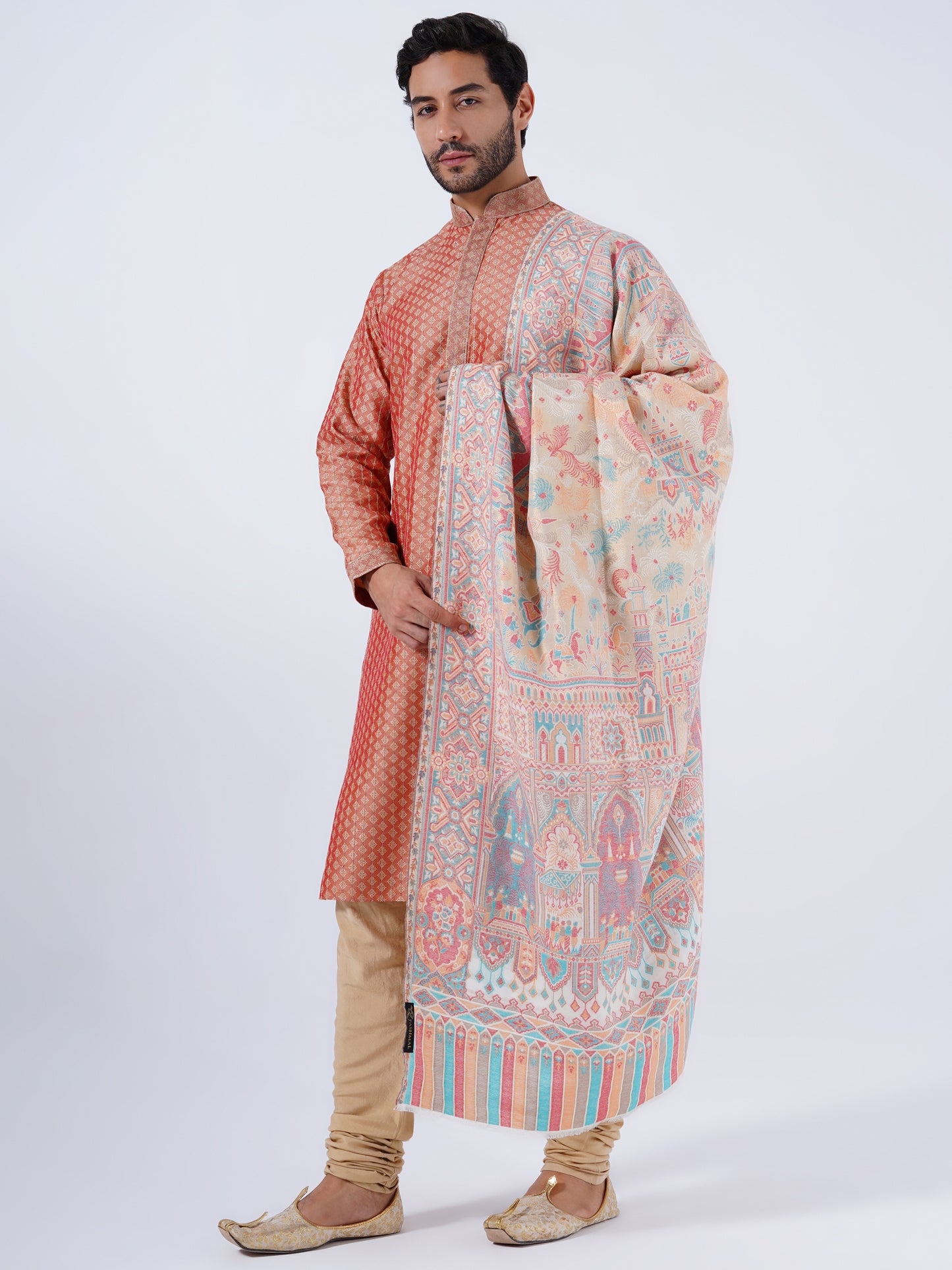 PREMIUM WOOL COTTON BLEND MUGHAL DARBAAR SHAWL