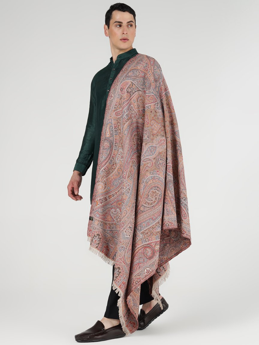 Faux Pashmina Traditional Kalamkari Shawl – Emerald Intrigue