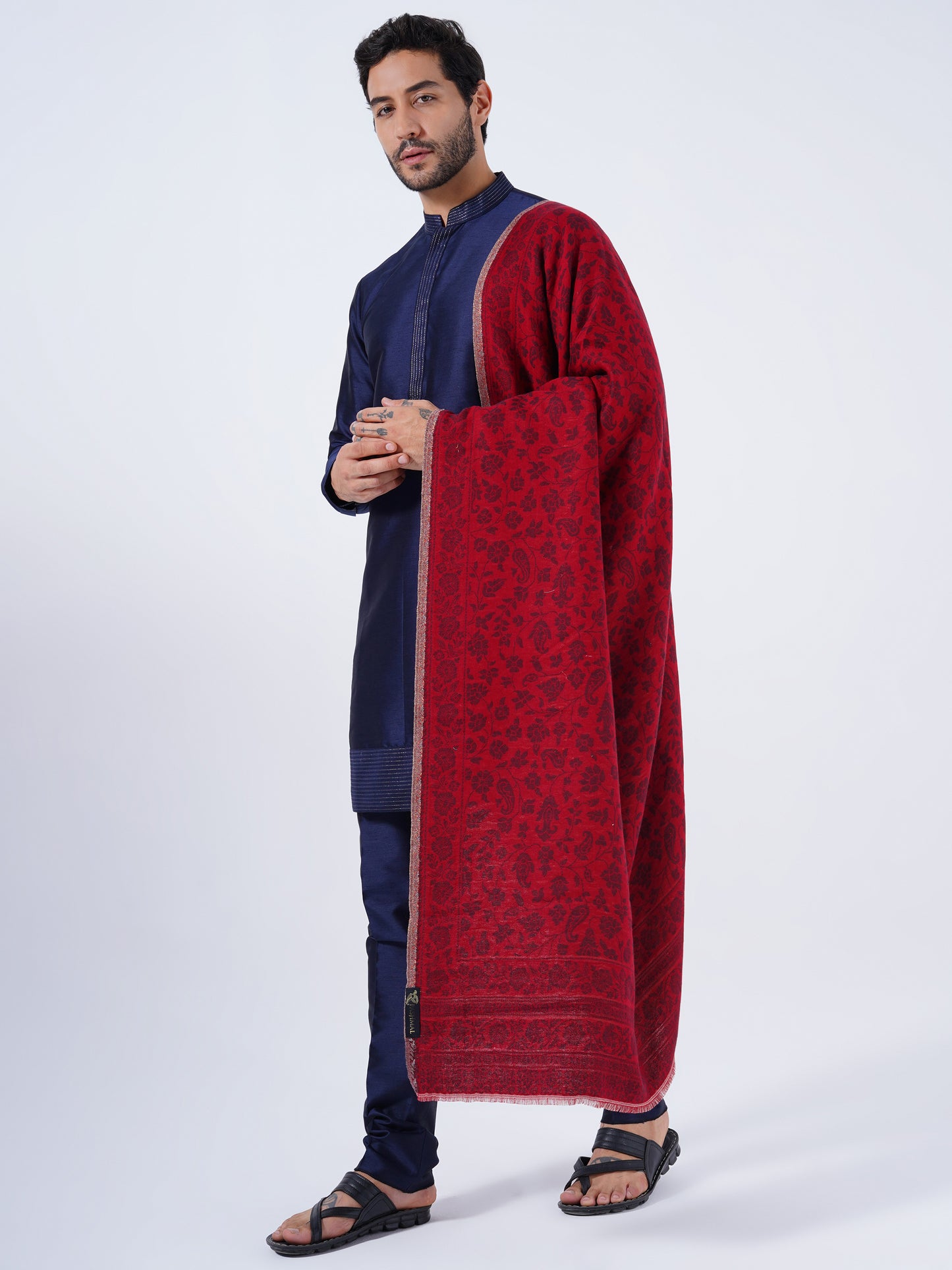 WOOL COTTON BLEND TRADITIONAL SHAWL ULTRA SOFT