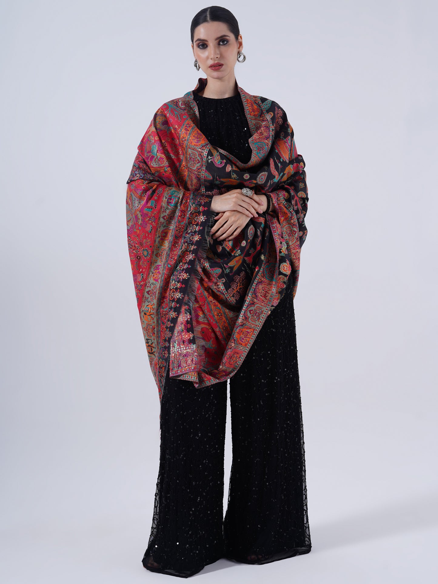 WOMEN'S INDIAN MANMADE SILK FEEL SHAWL
