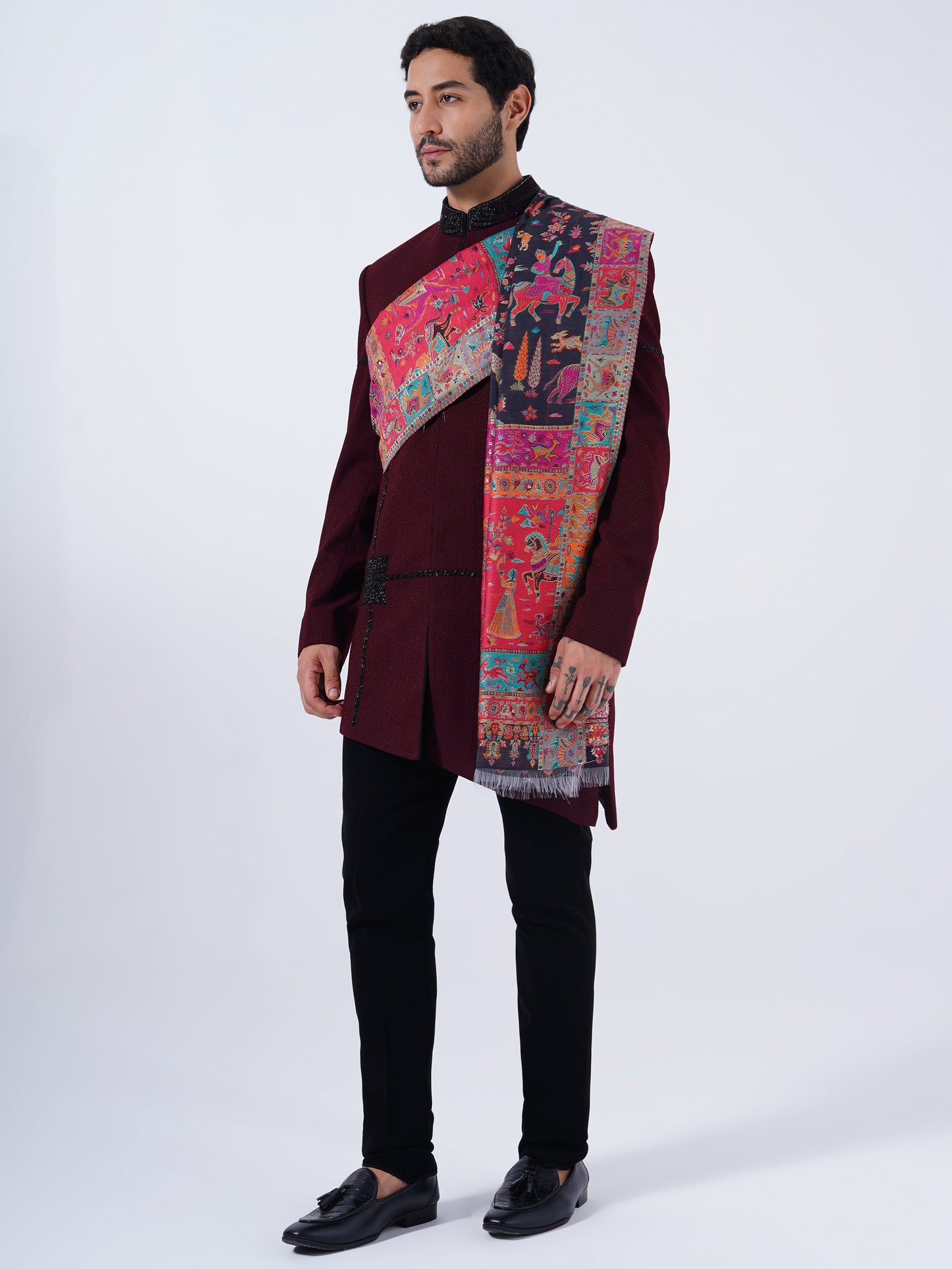 MEN'S TRADITIONAL -MUGHAL DARBAAR SILK SHAWL