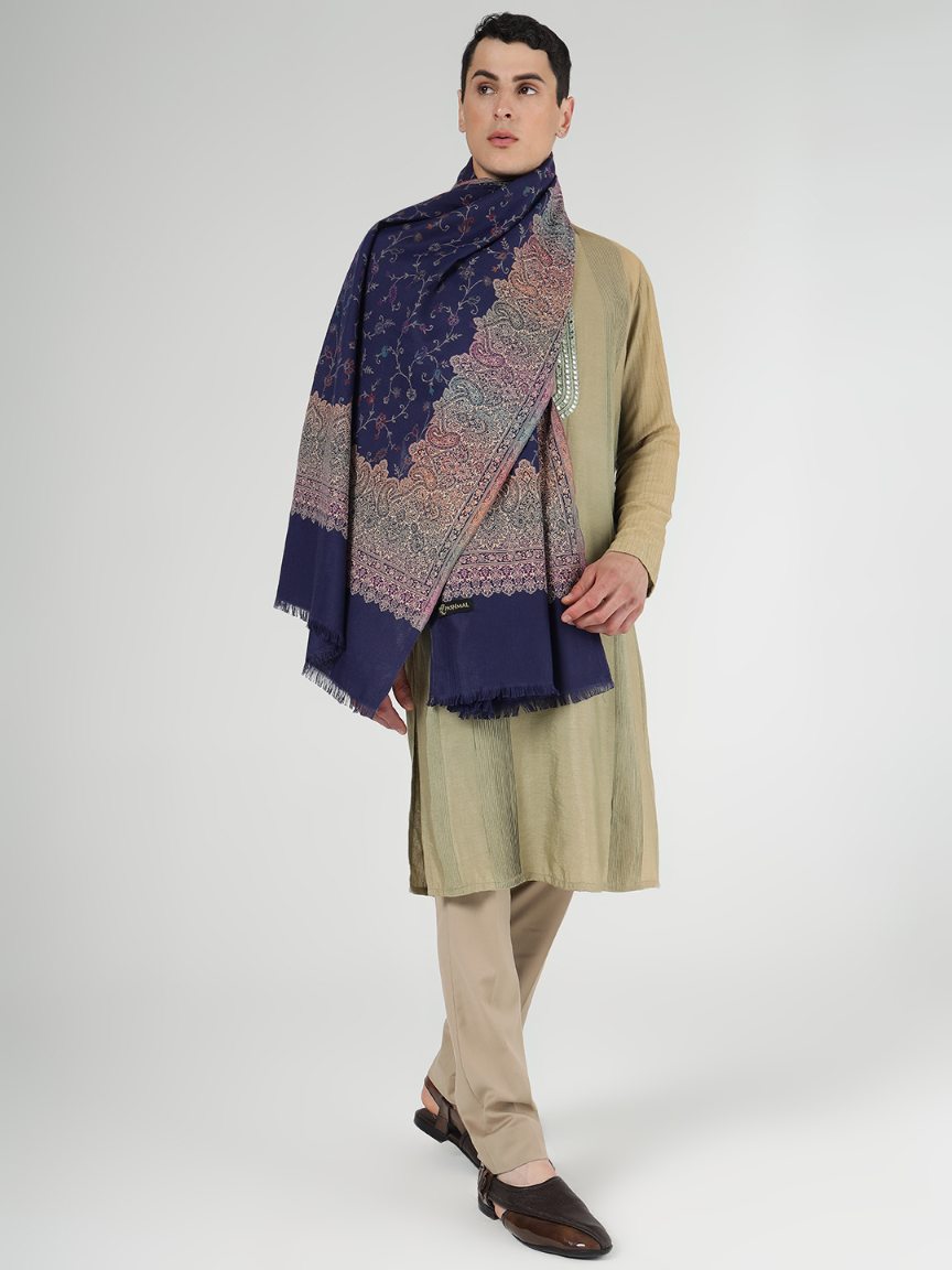 Faux Pashmina Traditional Jamawar Multy Shawl - Twilight Harmony