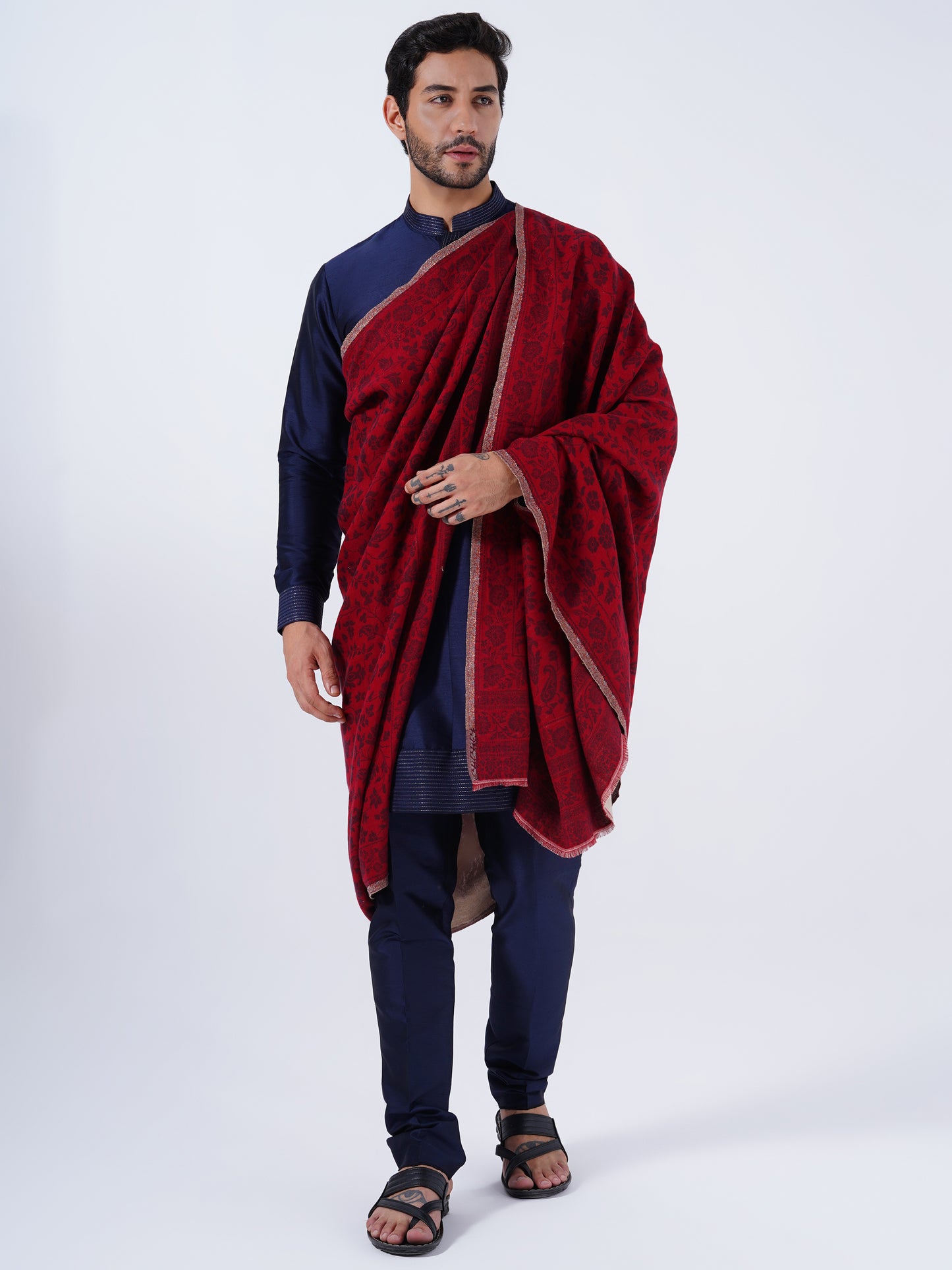 WOOL COTTON BLEND TRADITIONAL SHAWL ULTRA SOFT