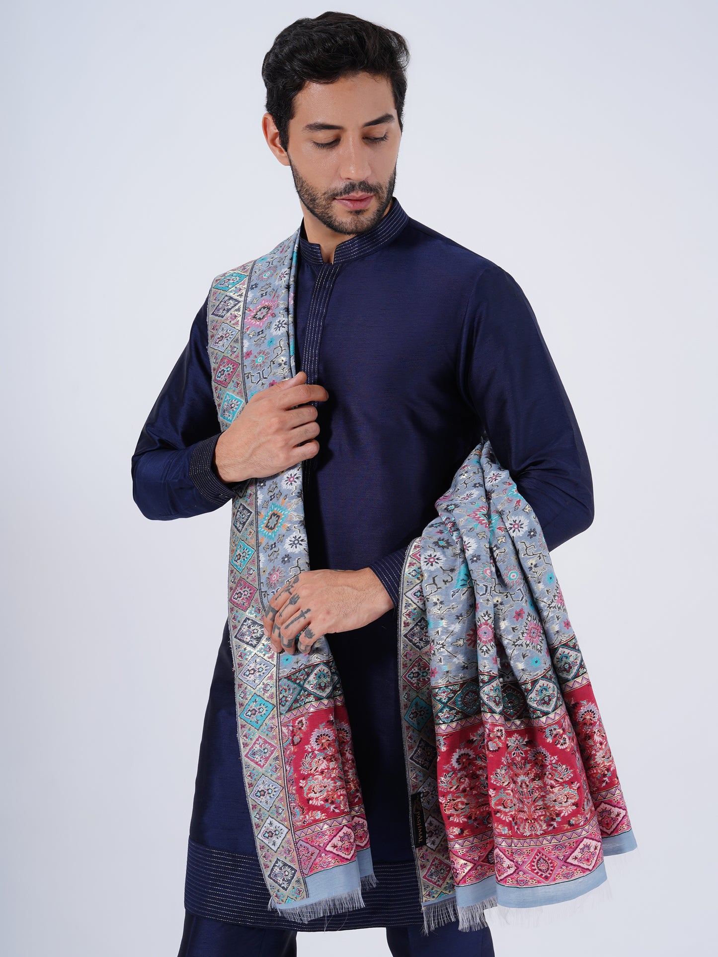 INDIAN MANMADE SILK FEEL SHAWLS FOR MEN'S