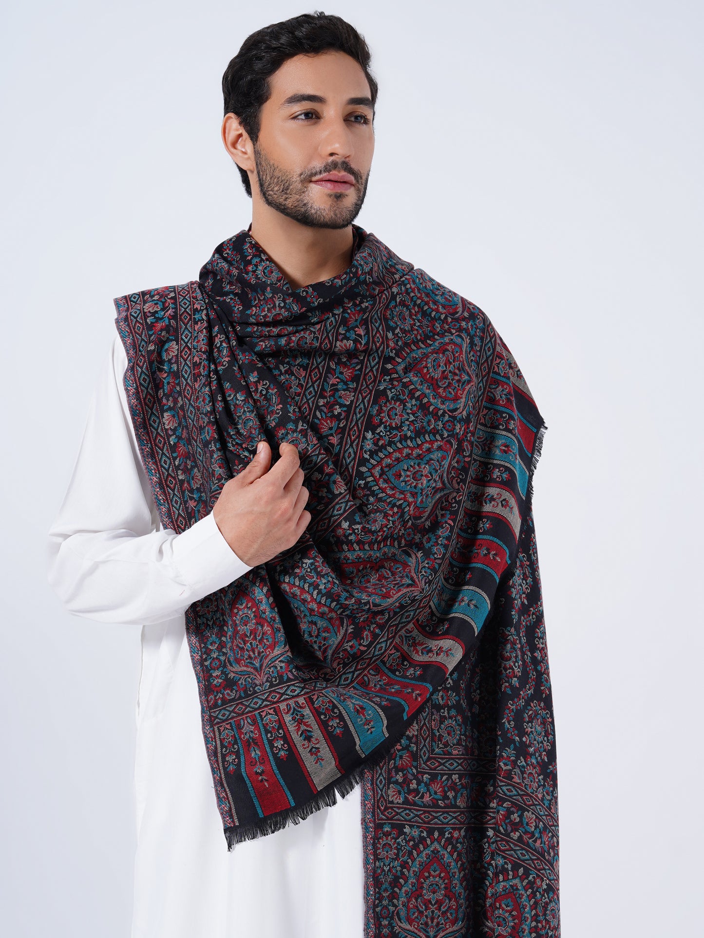 MEN'S COTTON WOOL BLEND SHAWL FULL SIZE EXTRA SOFT & WARM