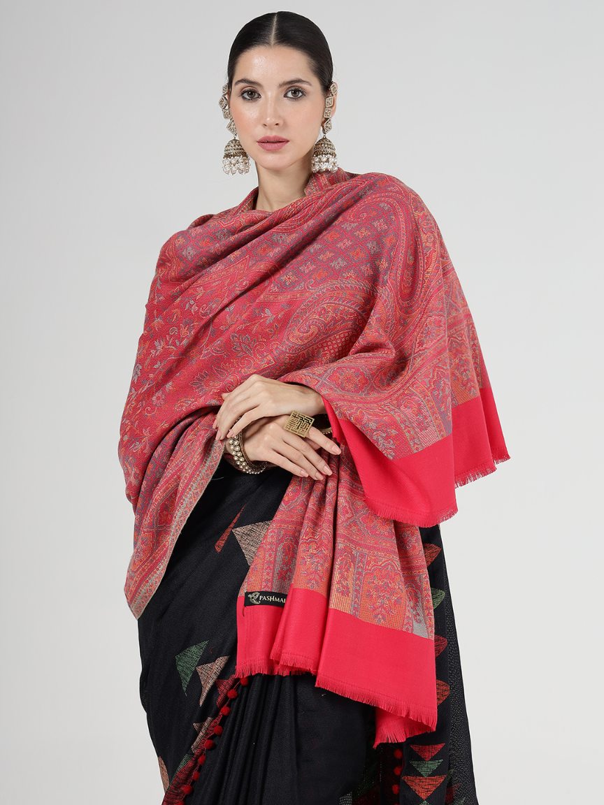 Women's Traditional Faux Pashmina Shawl - Coral Charm | Extra Soft & Lightweight