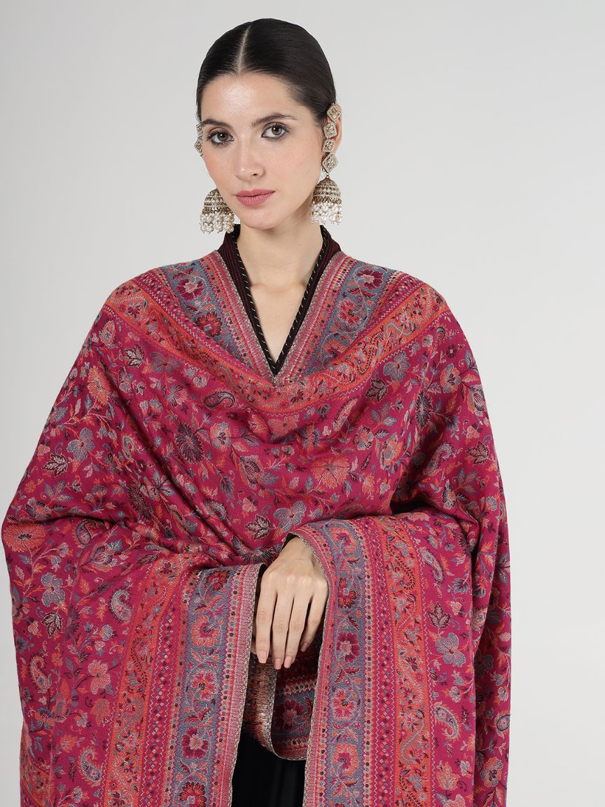 Soft Bamboo Modal Shawl with Zari for Women - Rich Pink | Full Size, Soft & Eco-friendly