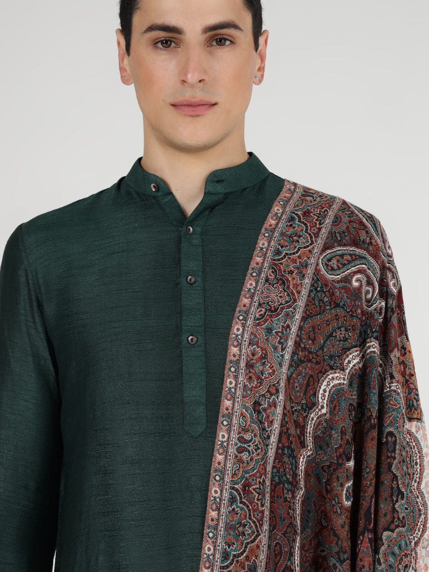 Traditional Bamboo Modal Autumn Spice Kani Shawl for Men | Full-Size, Soft and Eco-Friendly