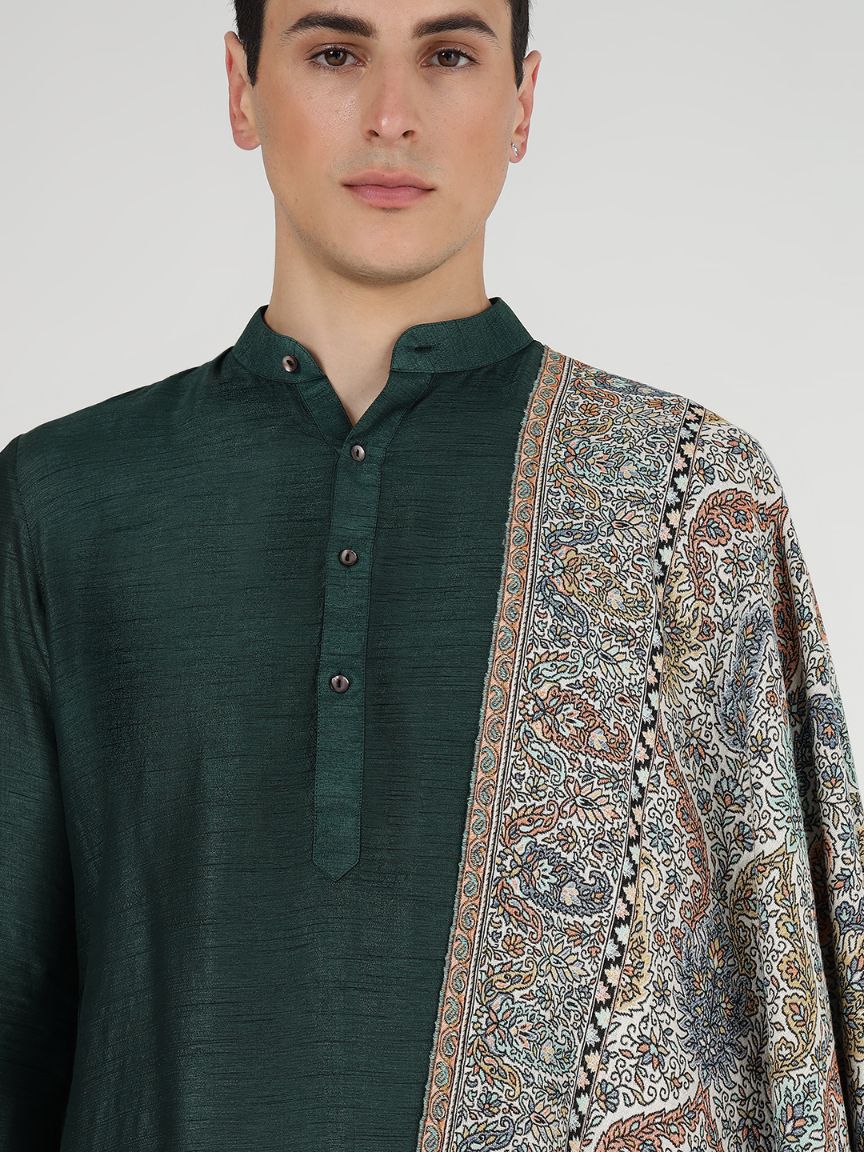 Faux Pashmina Paisley-Print Traditional Kalamkari Shawl for Men | Full Size, Extra Soft