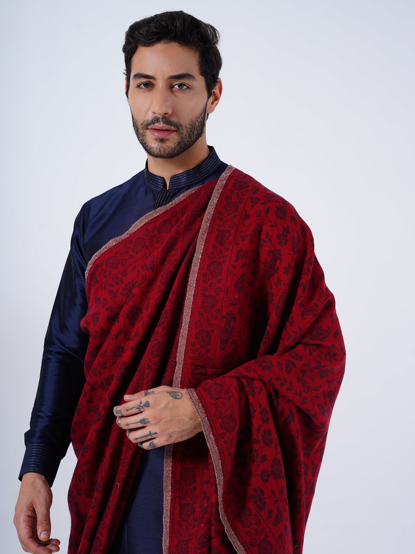 WOOL COTTON BLEND TRADITIONAL SHAWL ULTRA SOFT