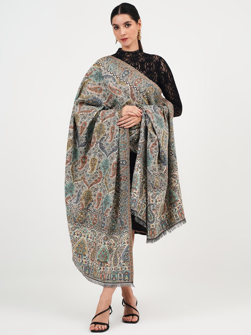 Faux Pashmina Paisley-Print Traditional Kalamkari Shawl for Women | Full Size, Extra Soft