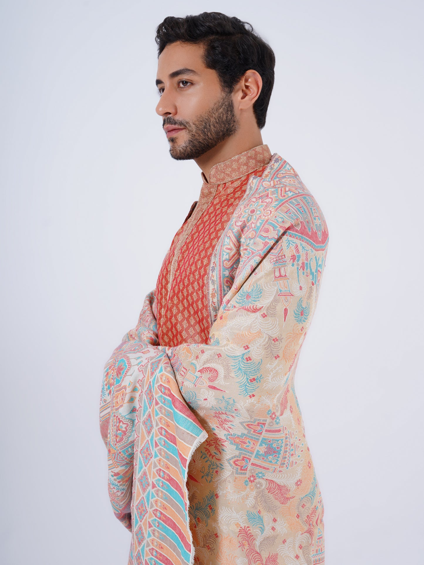 PREMIUM WOOL COTTON BLEND MUGHAL DARBAAR SHAWL