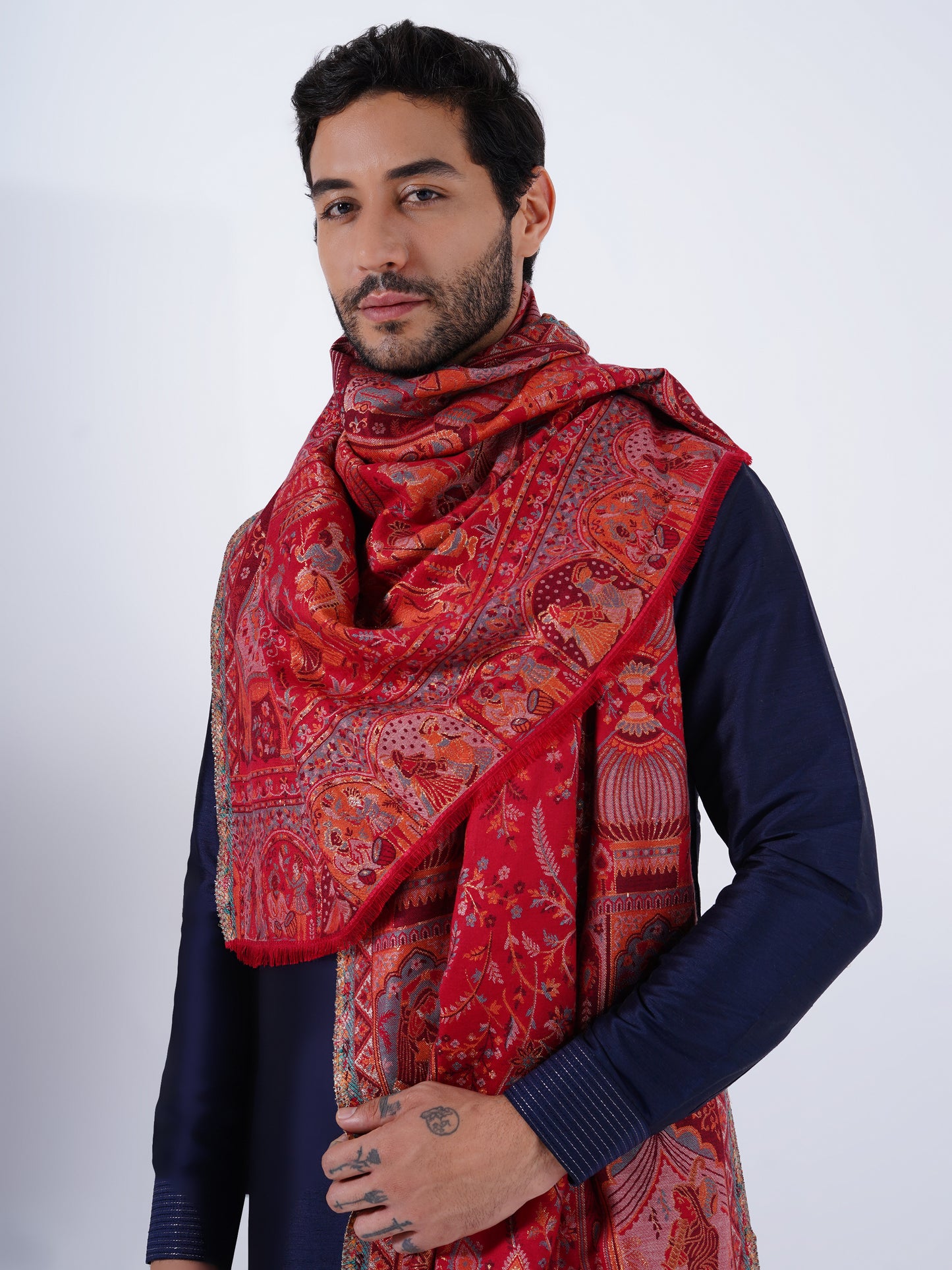 PREMIUM MODAL ZARI BLEND MUGHAL DARBAAR SHAWLS FOR MEN