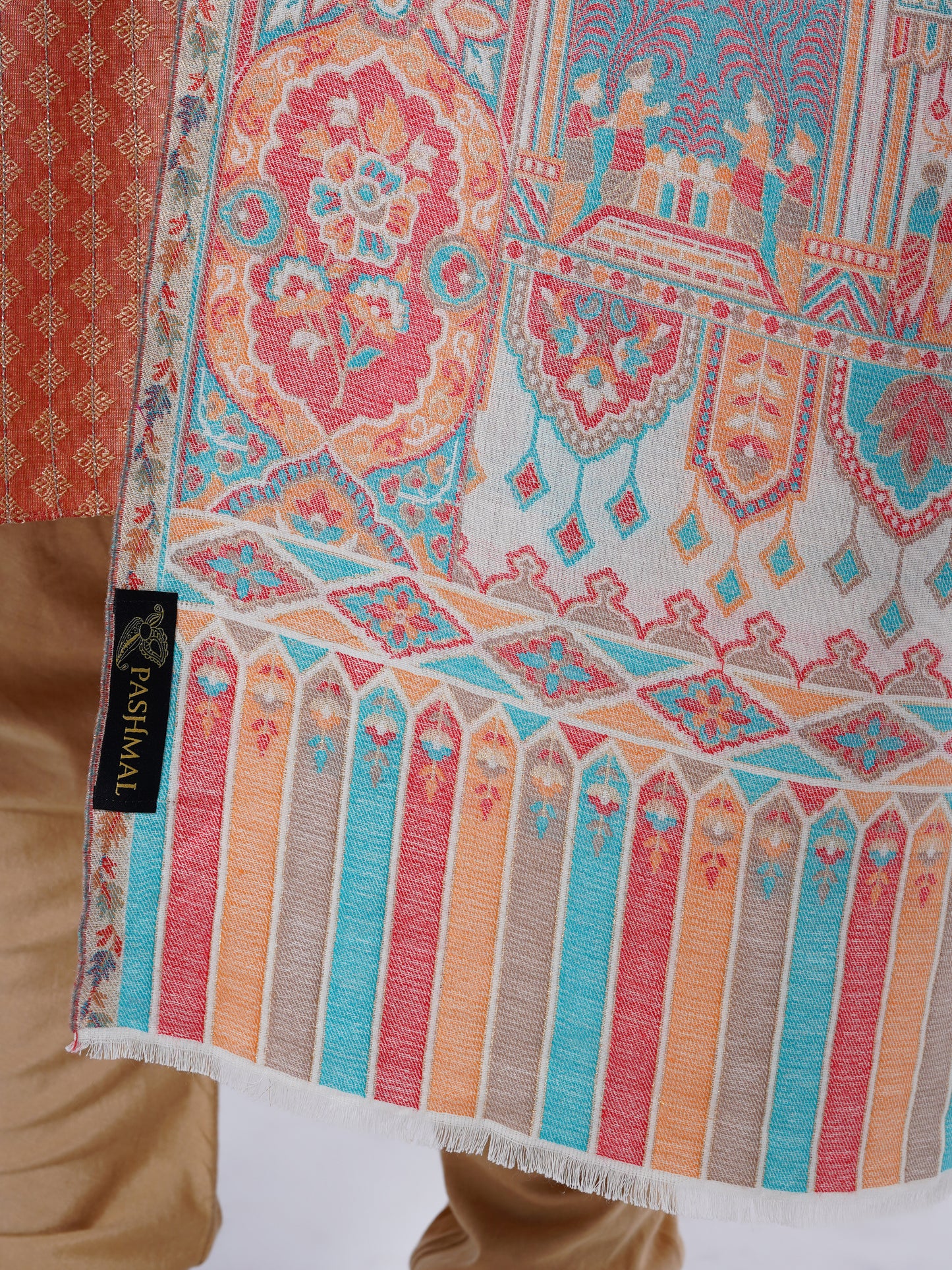 PREMIUM WOOL COTTON BLEND MUGHAL DARBAAR SHAWL