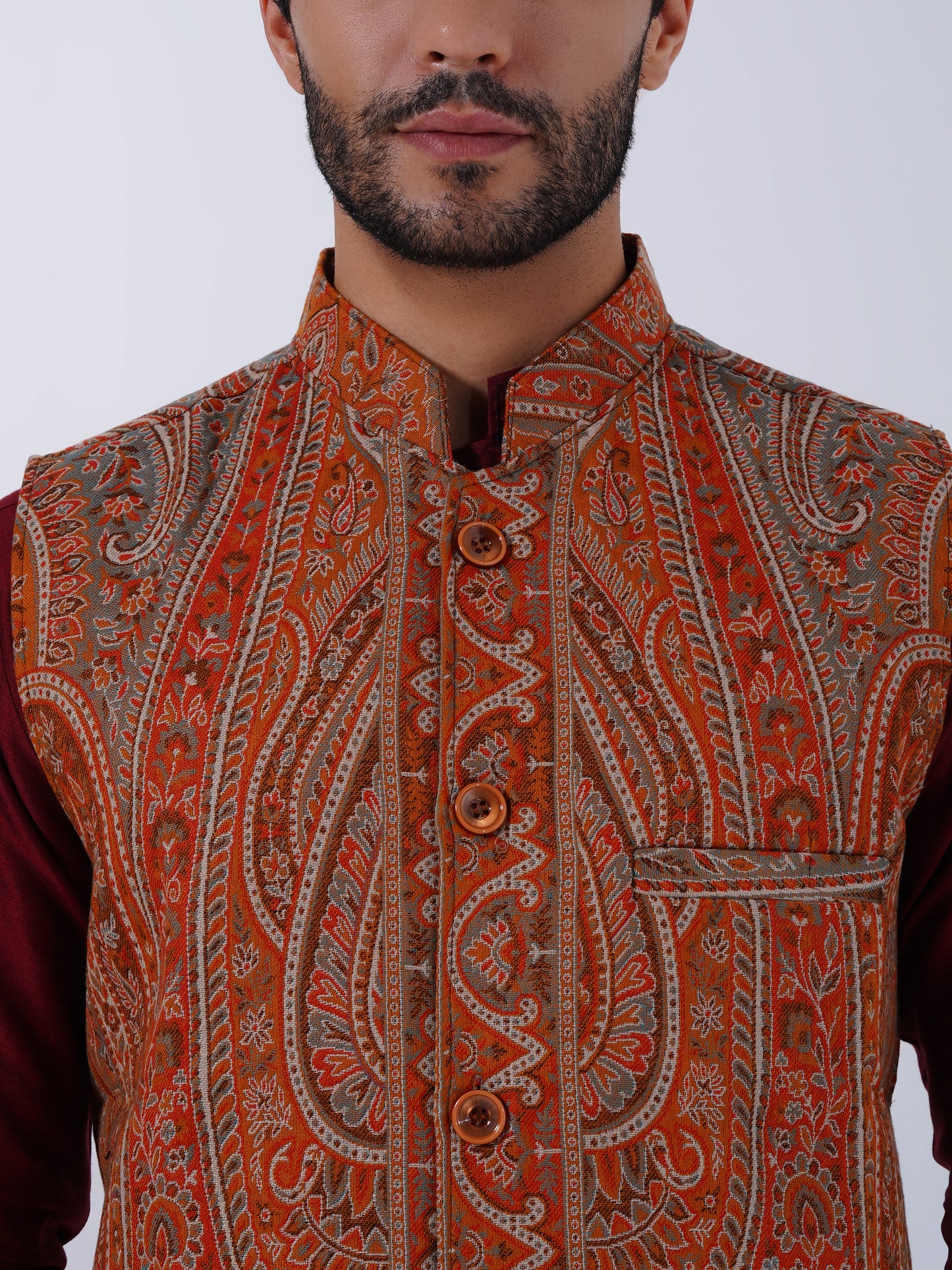 UNSTITCHED WOLLEN NEHRU JACKET FOR MEN'S