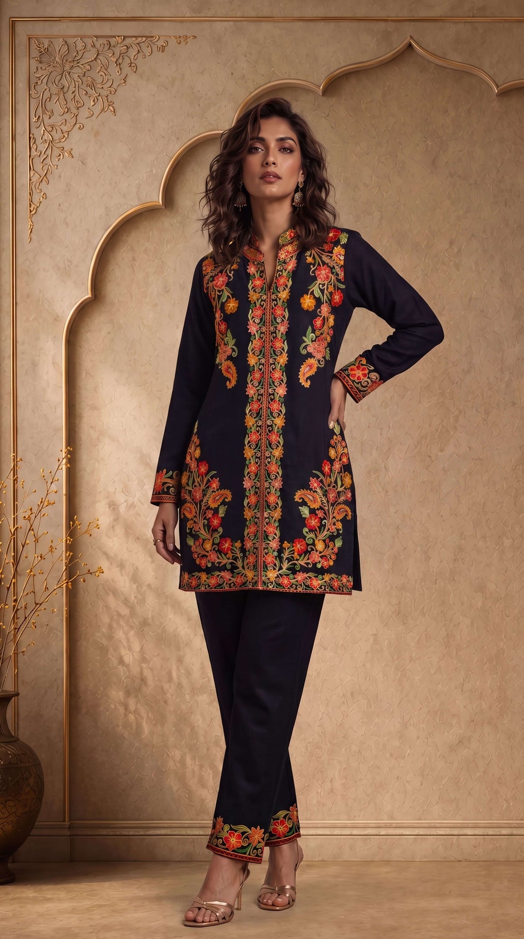 ILSA BLACK KASHMIRI FLORAL CO-ORD SET