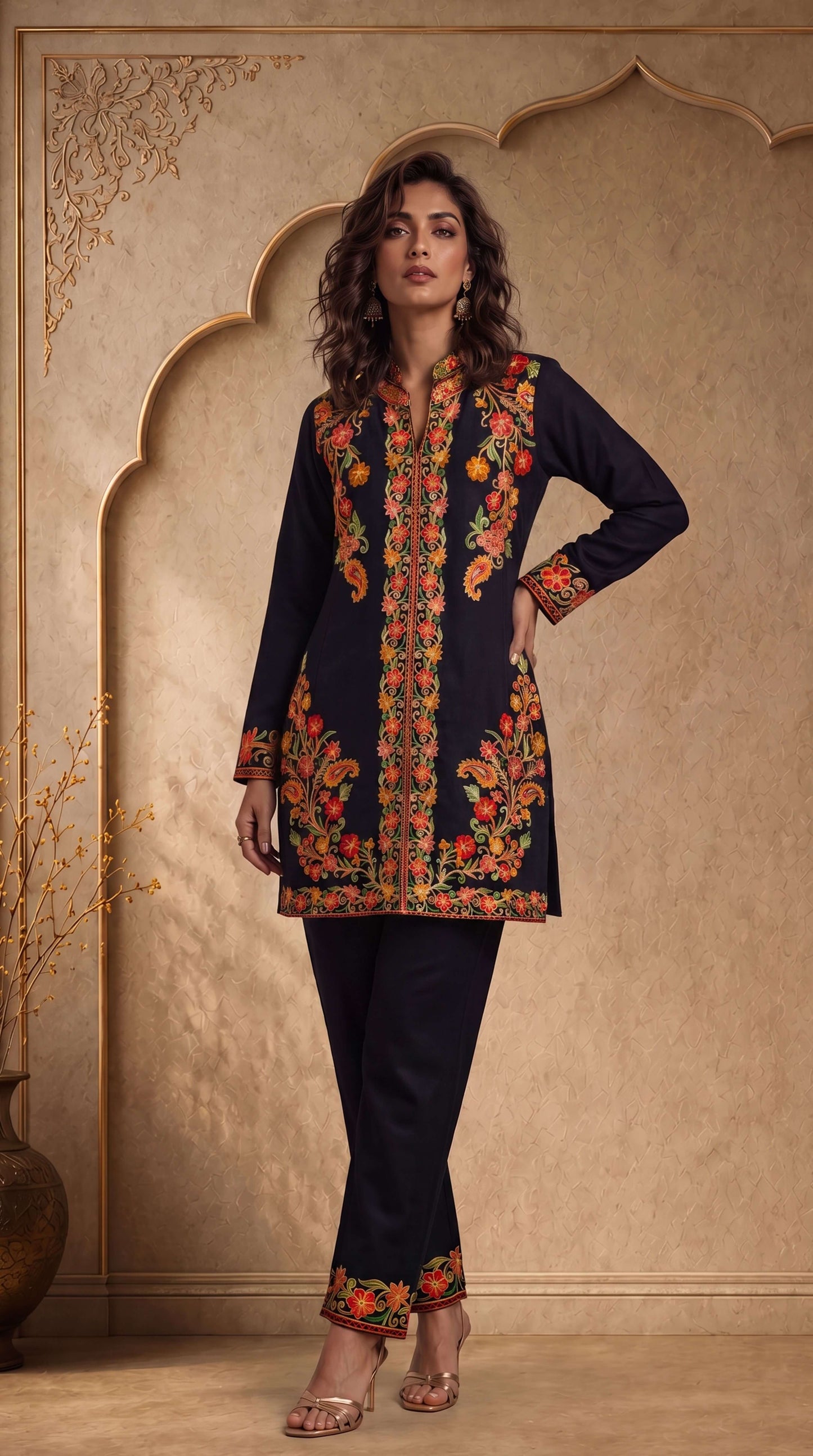 ILSA BLACK KASHMIRI FLORAL CO-ORD SET