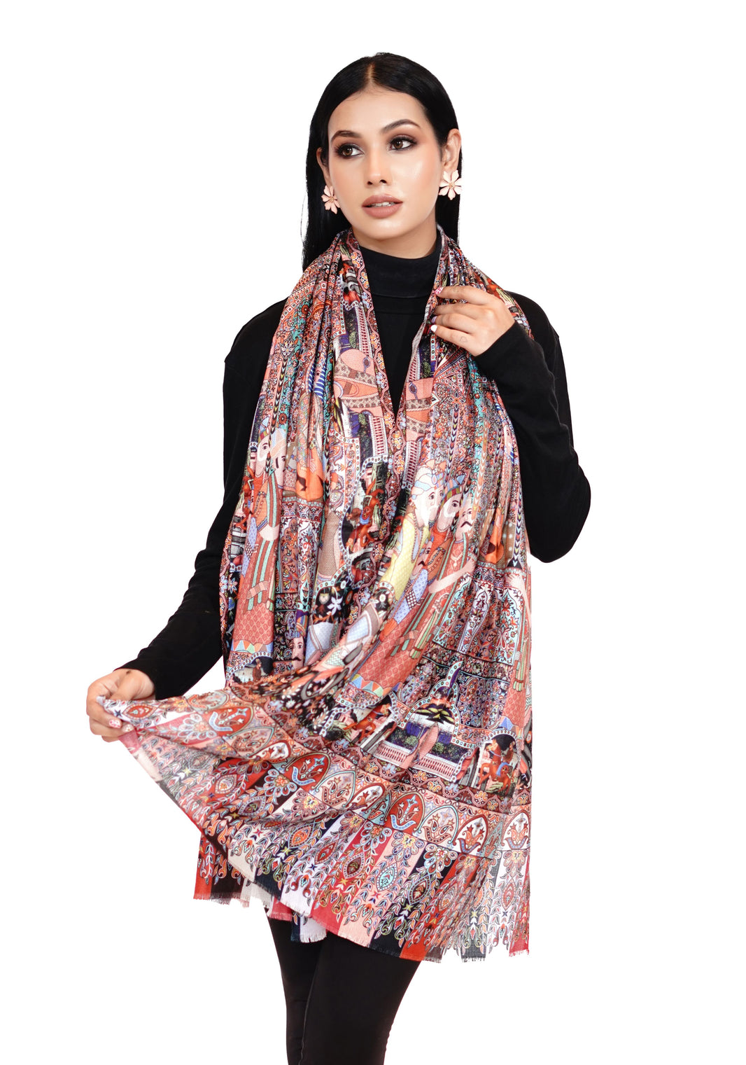 Soft Bamboo Modal Printed Stole for Women - Vintage