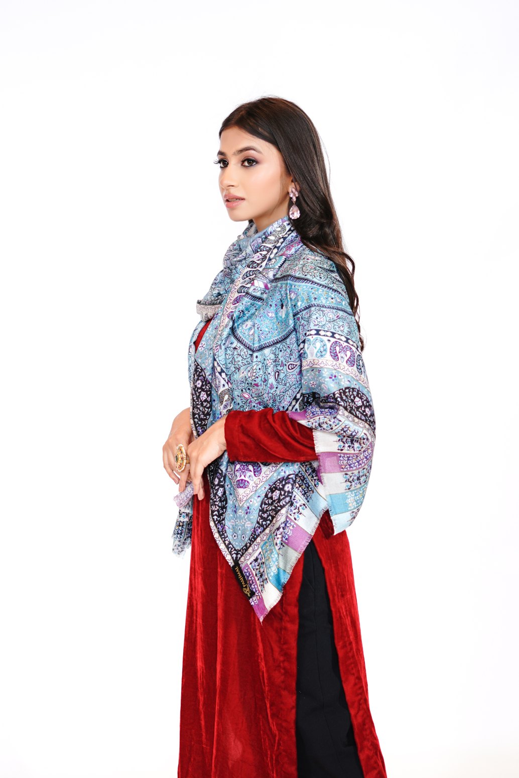 Soft Bamboo Modal Printed Stole for Women- Icy Blue