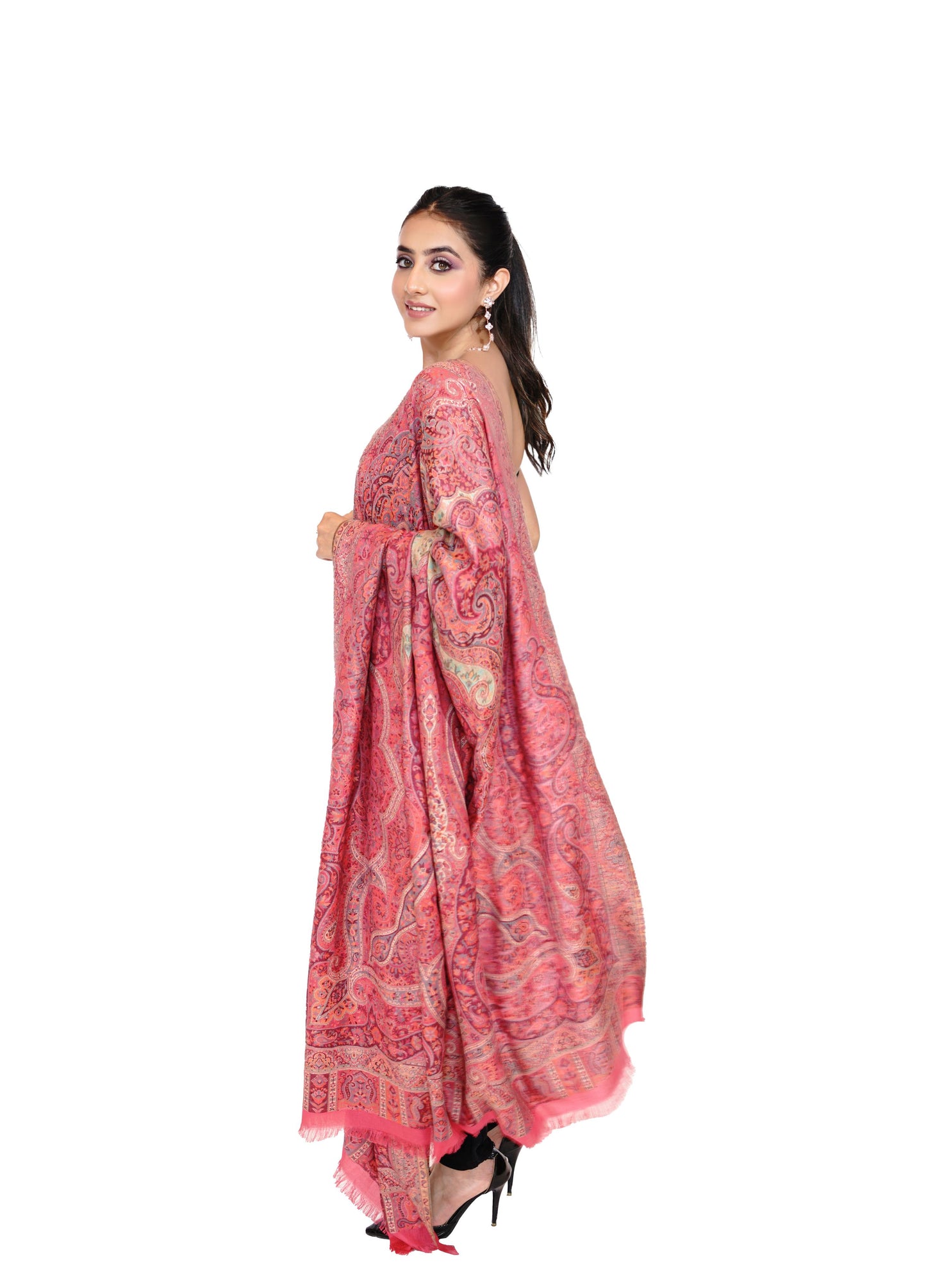 Traditional Bamboo Modal Pink Kani Shawl for Women | Full Size, Soft & Eco-friendly