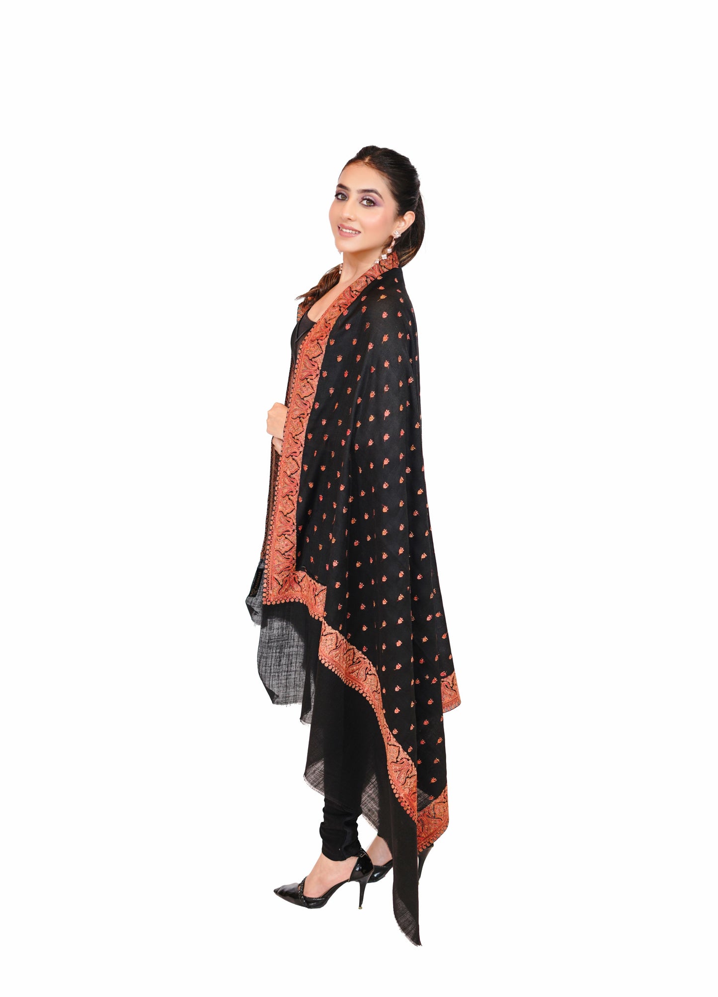 Heritage Booti Embroidered Woollen Shawl for Women