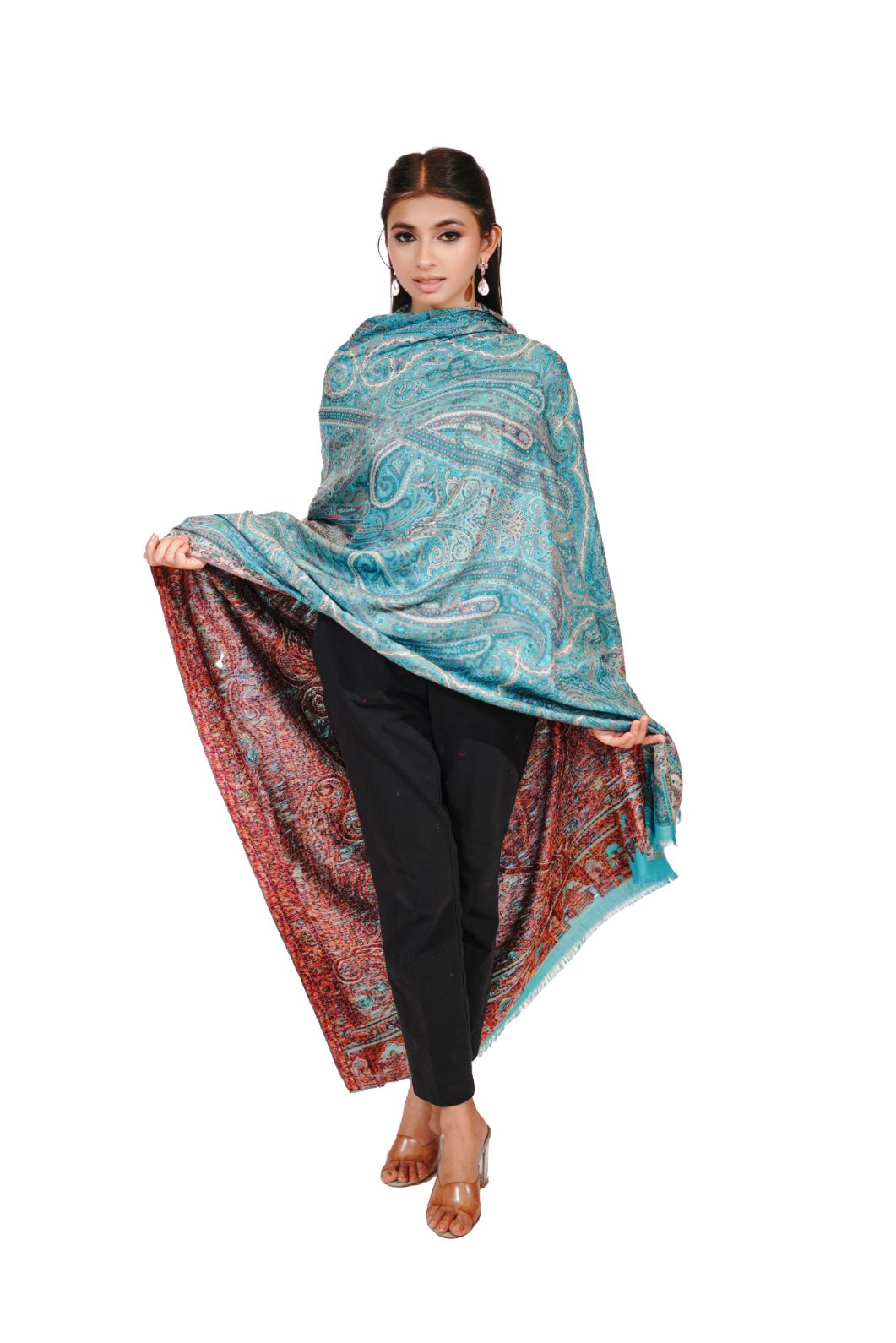 Traditional Bamboo Modal Icy Blue Kani Shawl for Women