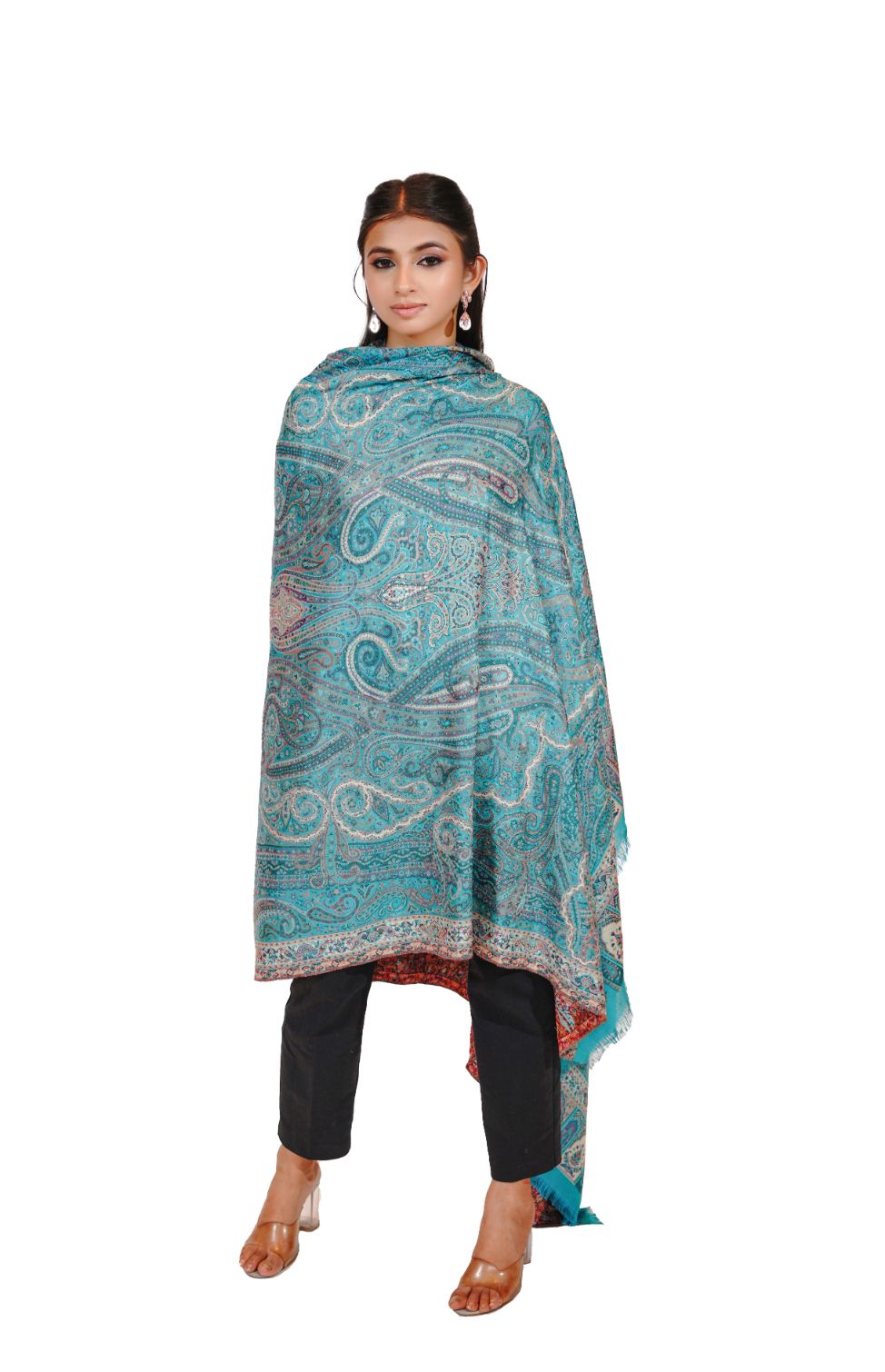 Traditional Bamboo Modal Icy Blue Kani Shawl for Women
