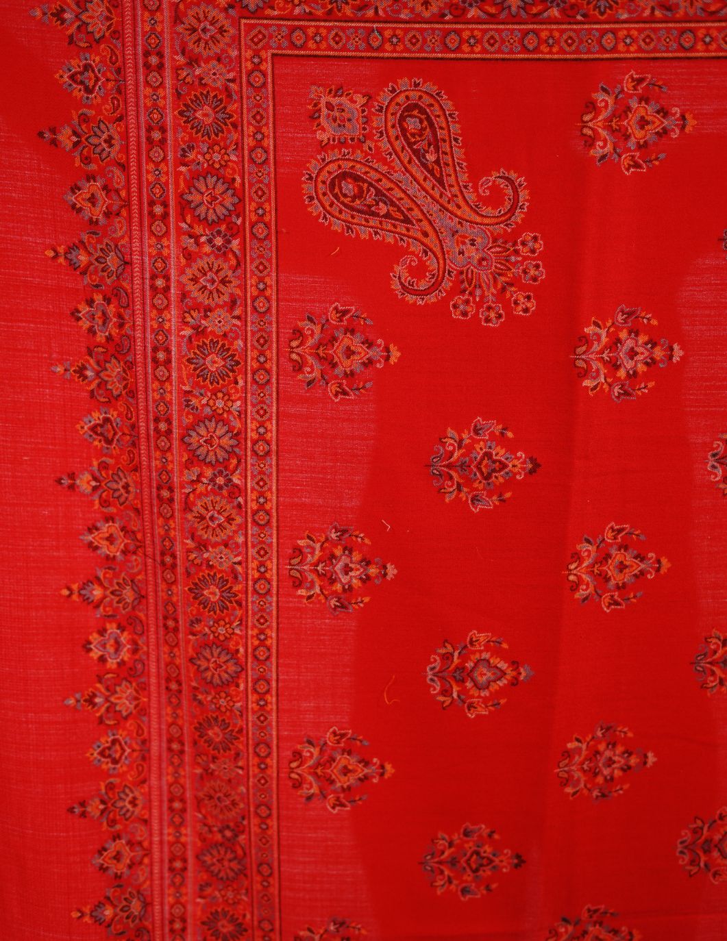 Wool Blend Traditional Jamawar Kani Shawl for Women - Crimson Red