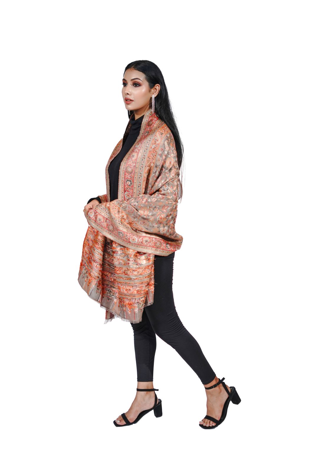 Soft Bamboo Modal Shawl with Zari for Women - Ivory