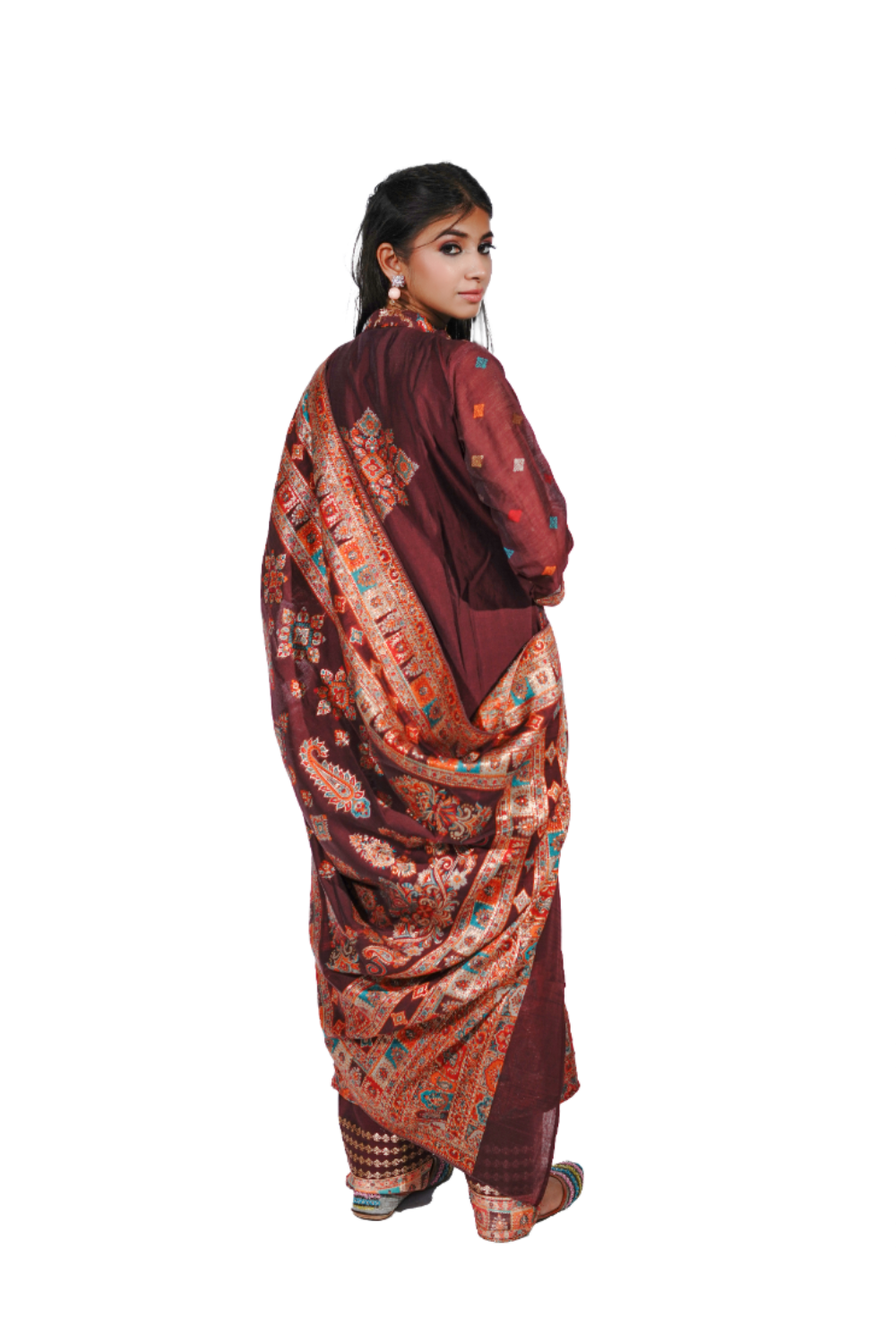 Traditional Kani Zari Suit For Women (Unstitched) - Rich Maroon