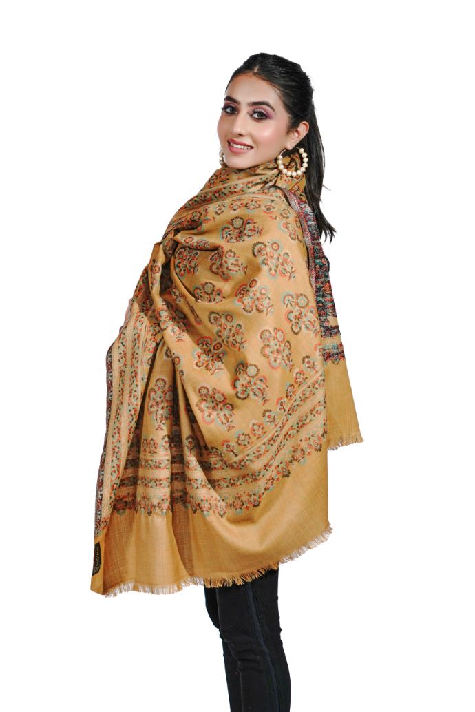 Women's Fine Wool Traditional Jamawar Kani Shawl - Yellow Hue