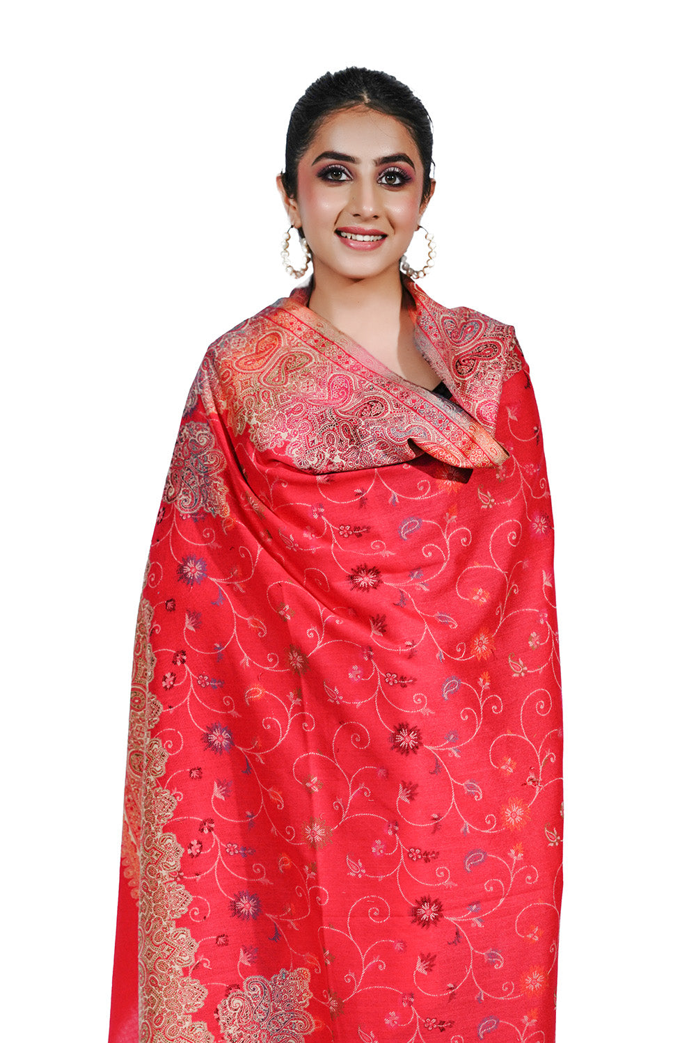 Pashmina Faux Traditional Jamawar Multy Shawl - Soft Pink