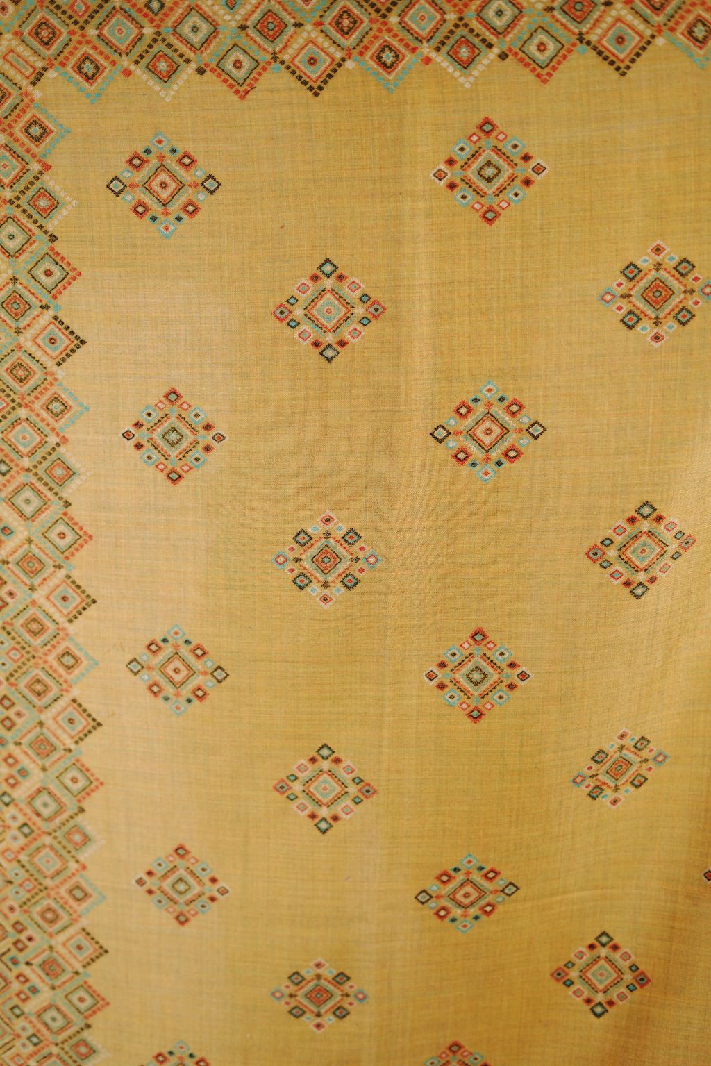 Wool Blend Traditional Jamawar Kani Shawl for Women - Amber Yellow