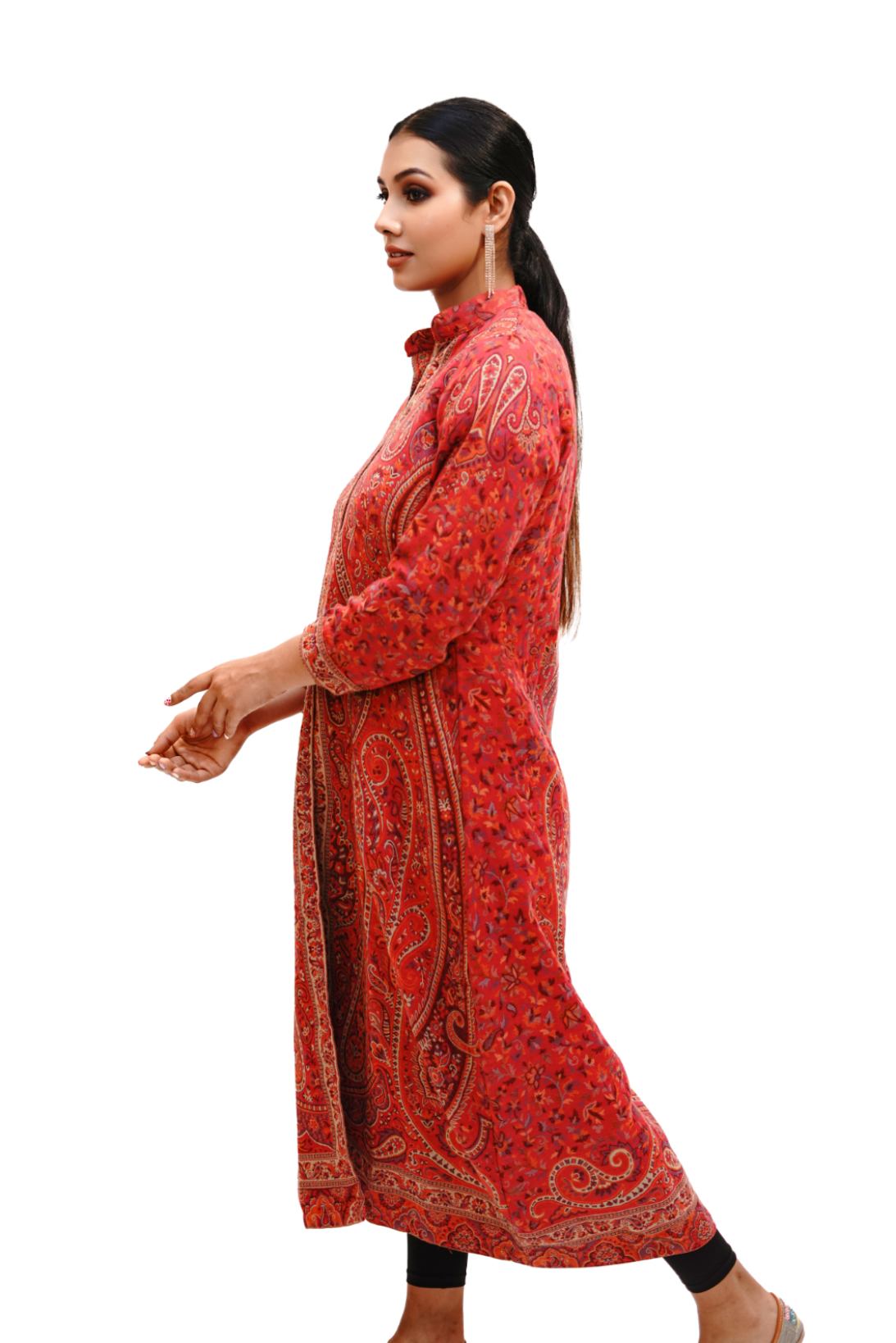 Unstiched Vintage Jamawar Jacket for Women - Urban Red