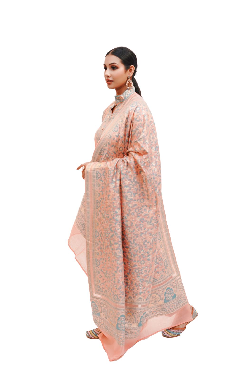 Traditional Kani Zari Suit For Women (Unstitched) - Peach Passion