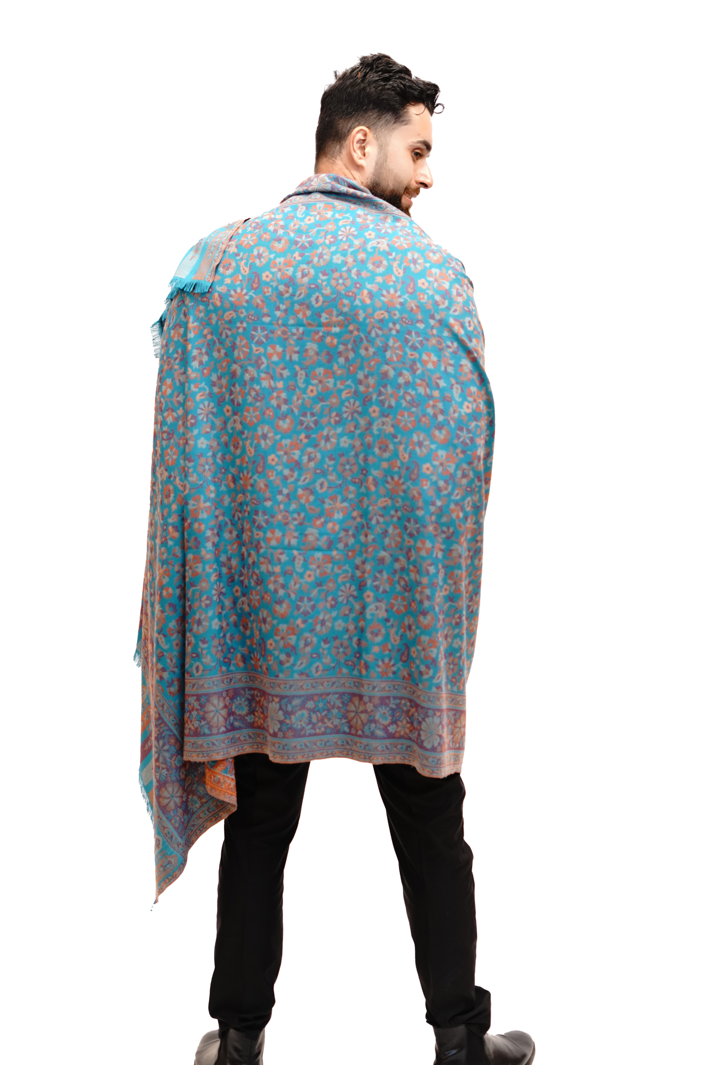 Men’s Fine Wool Blend Traditional Jamawar Kani Shawl – Imperial Indigo