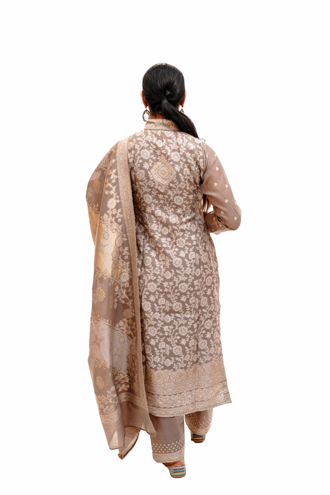 Traditional Kani Zari Suit For Women (Unstitched) - Subtle Fawn