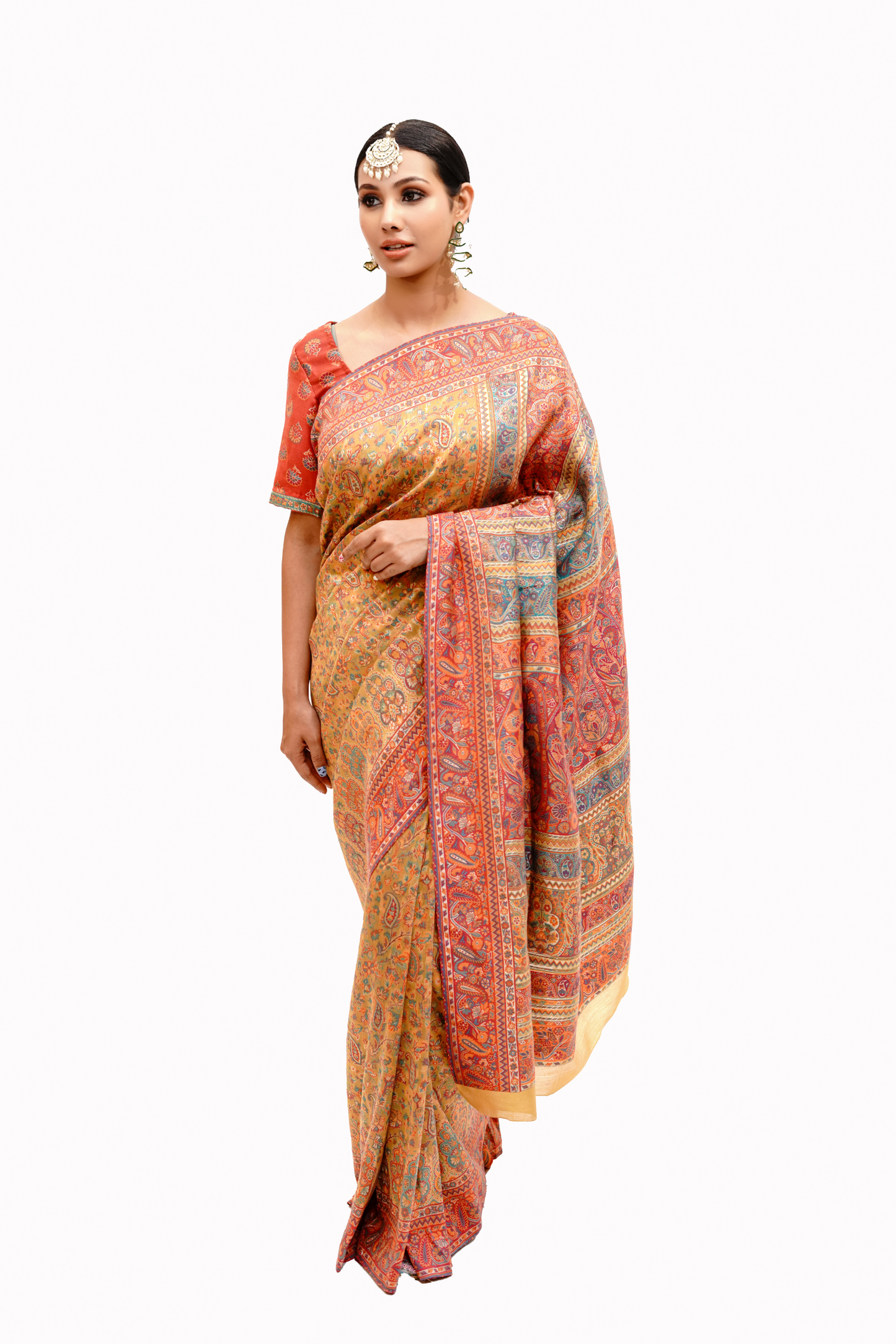Mughal Darbaar Inspired Extra Fine Amber Ethnic Weave Saree