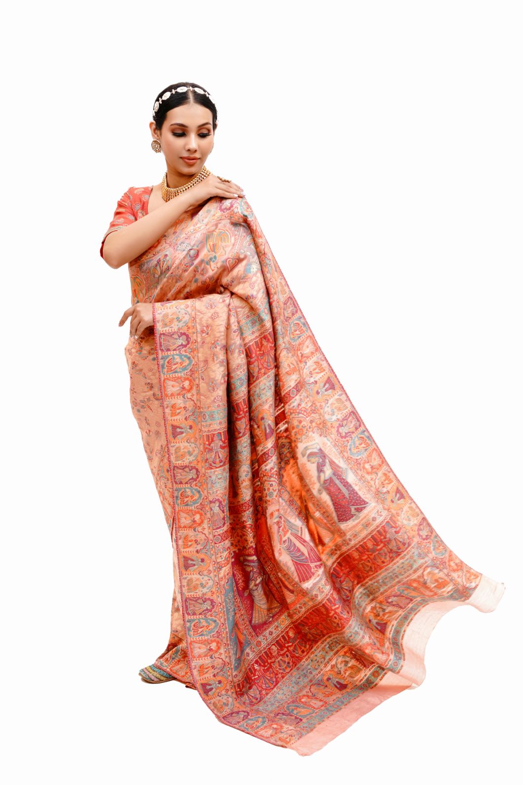 Mughal Darbaar Inspired Extra Fine Pastel Ethnic Weave Saree