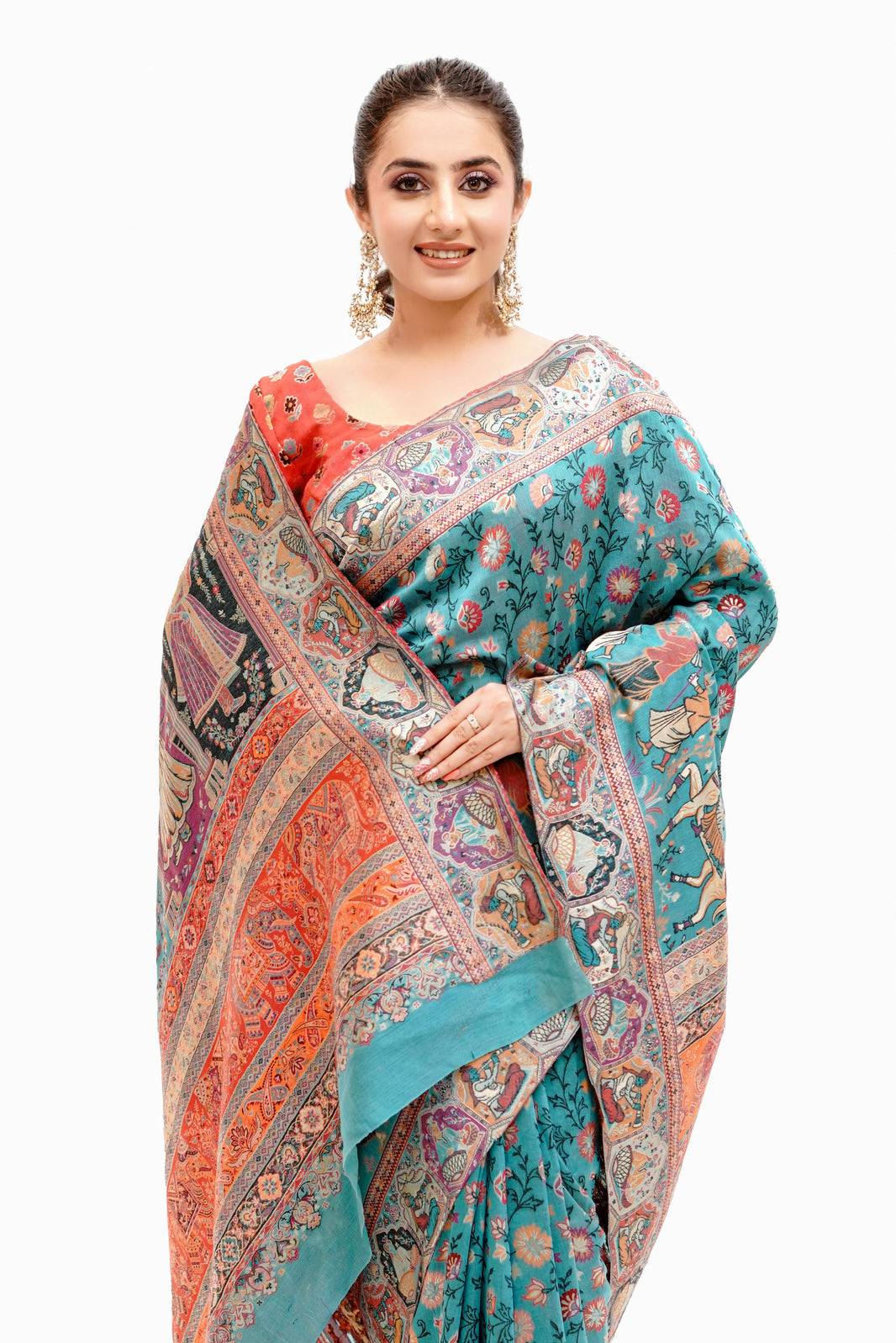 Mughal Darbaar Inspired Extra Fine Blue Ethnic Weave Saree