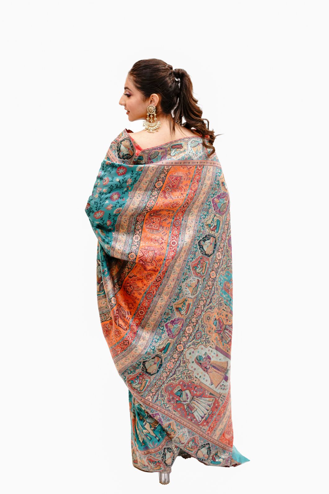 Mughal Darbaar Inspired Extra Fine Blue Ethnic Weave Saree