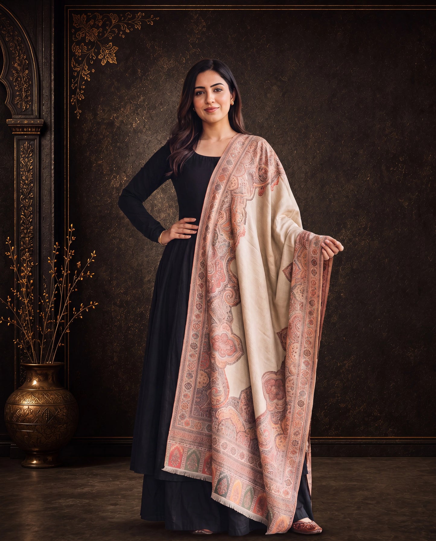 Royal Ivory Zari Blend Shawl
